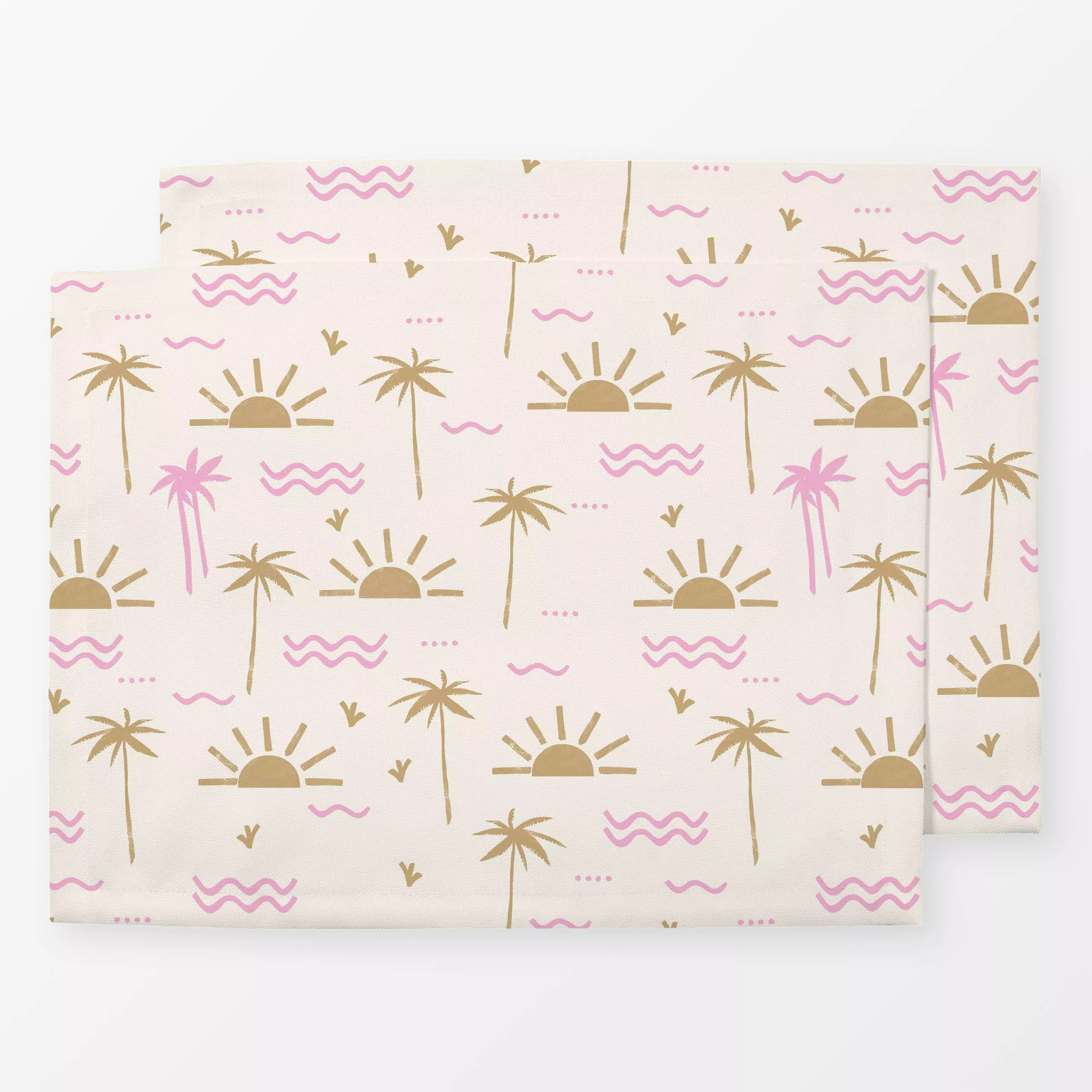 Tischset Palm Springs Vibes - Sommer, Reise, Retro & Vintage - von „Studio ROSAGRAU"; Retro, Palmen, Sonnenaufgang, Sommer, ...