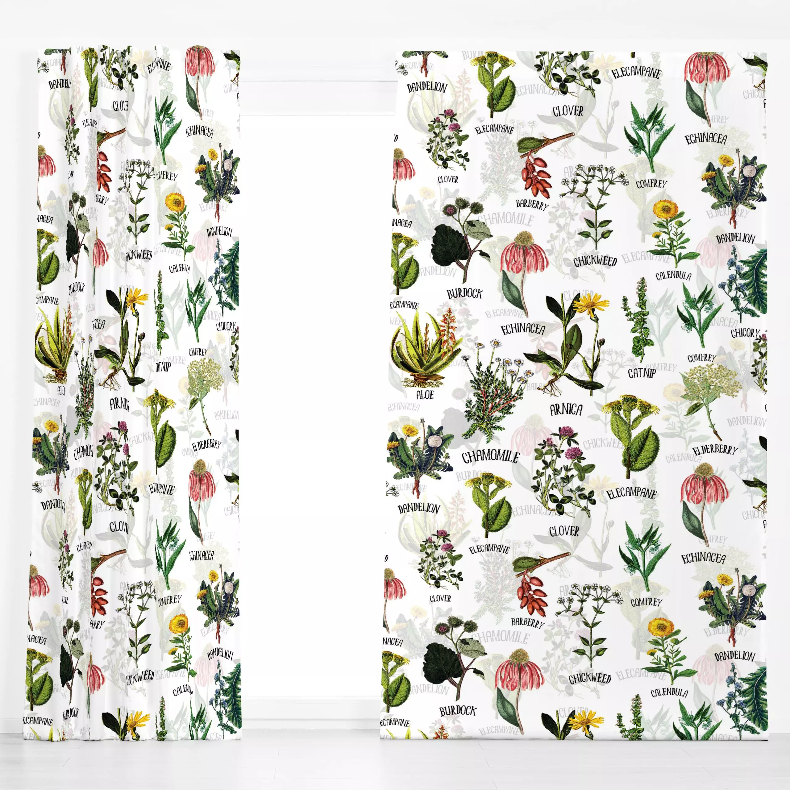 Dekovorhang Vintage Wildblumen und Kräuter - Blumen & Florales - von „Uta Naumann"; boho, Muster, Natur, Blumen, Kräuter, Ga...