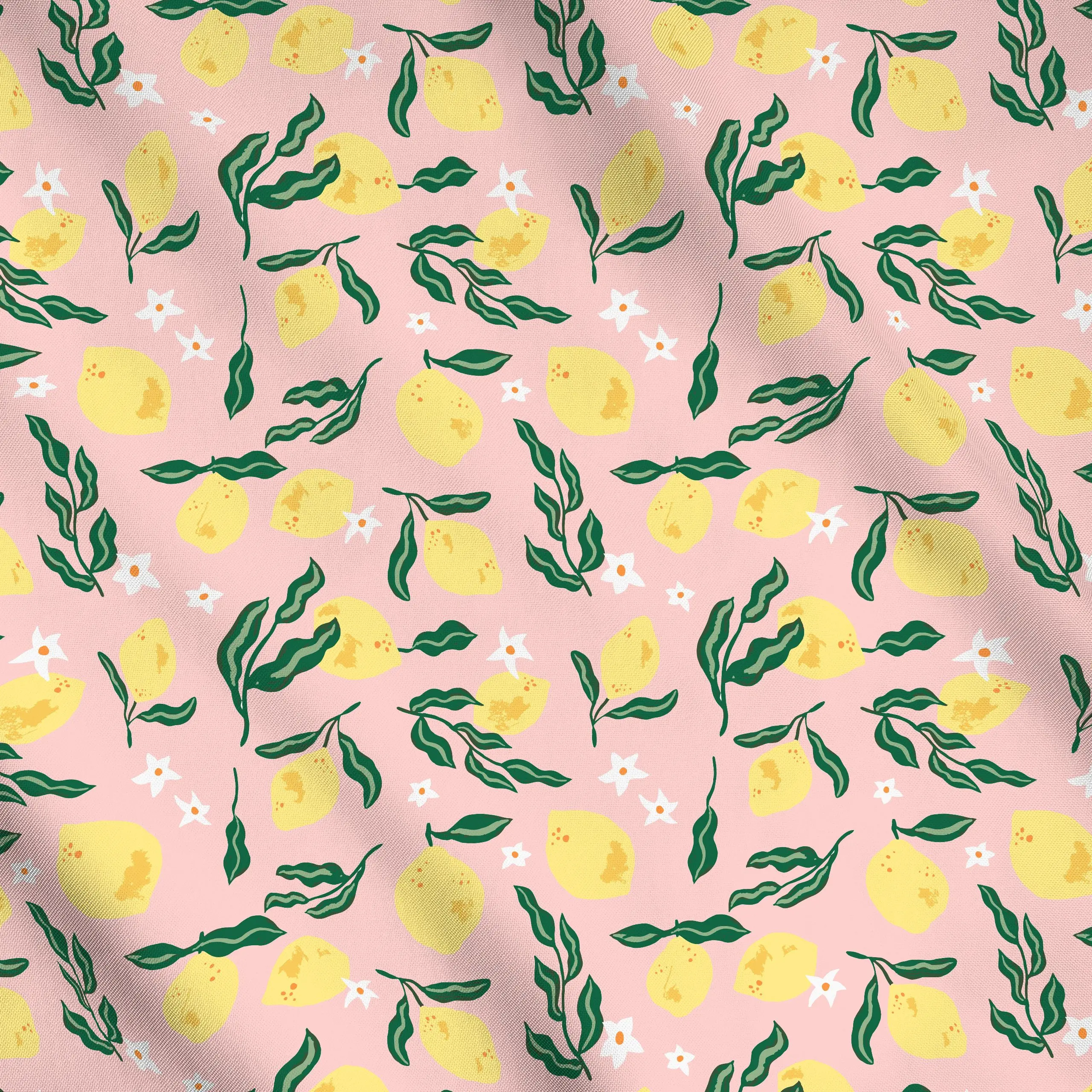 Meterware Limoni rosa - Sommer, Küche, Essen & Trinken, Früchte - von „Karen Menzenbach"; Obst, Blüten, Früchte, Sommer, Zit...