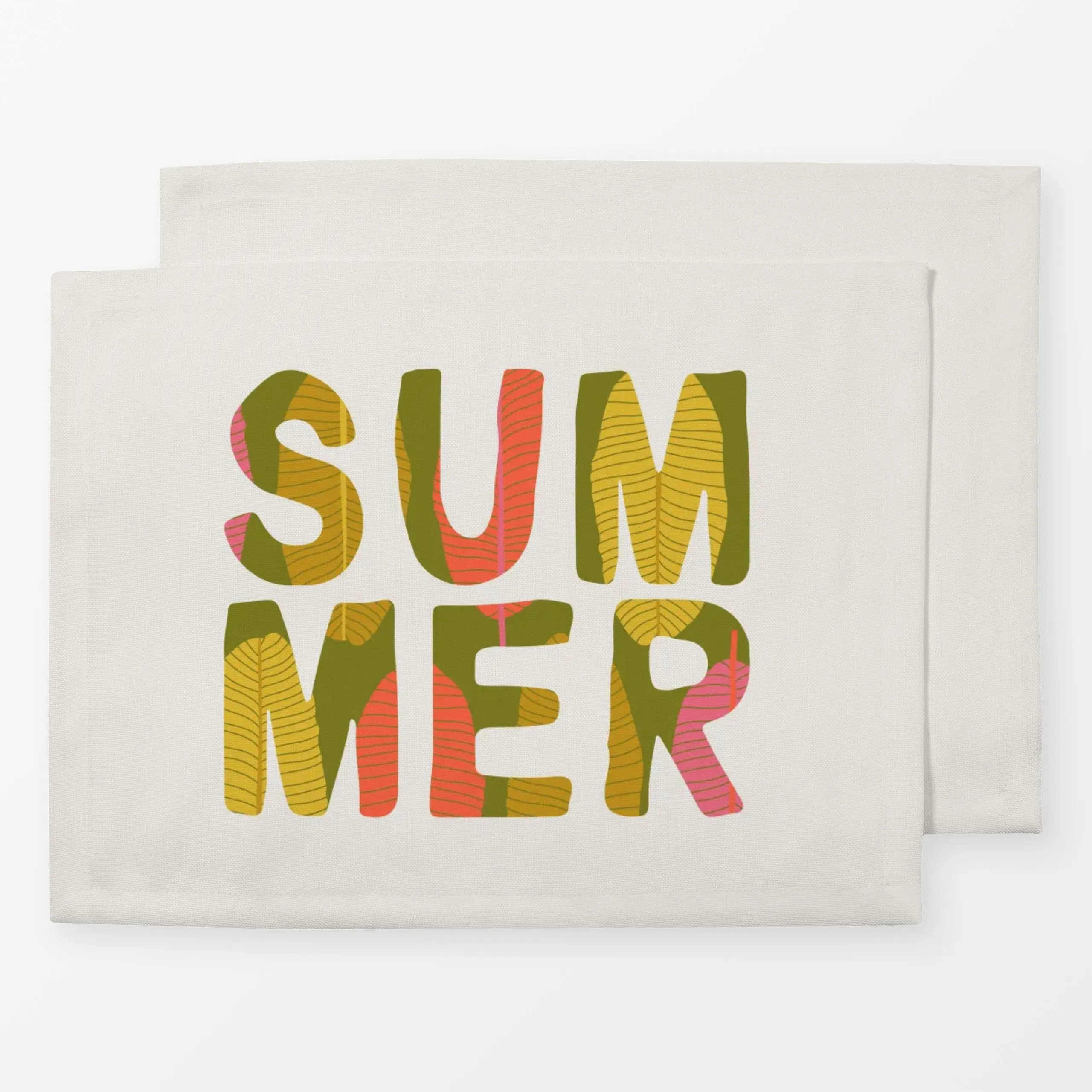 Tischset Tropical Summer Creme, tropisch, Spruch, Sommer, von DEINKI Studio