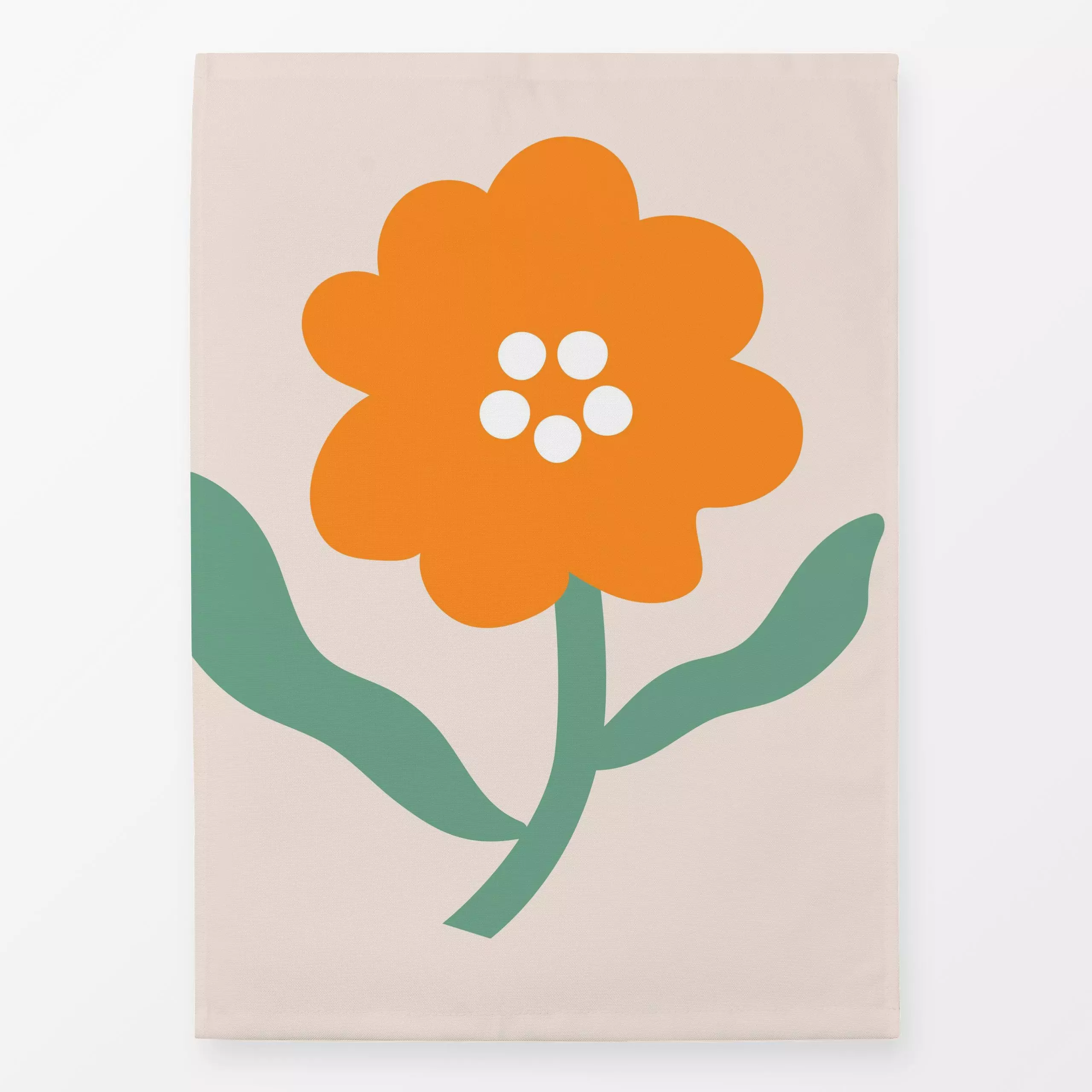 Geschirrtücher Liva Flower Orange-Green - Blumen & Florales, Sommer - von „Jana Driver"; Sommerblumen, niedlich, floral, sch...