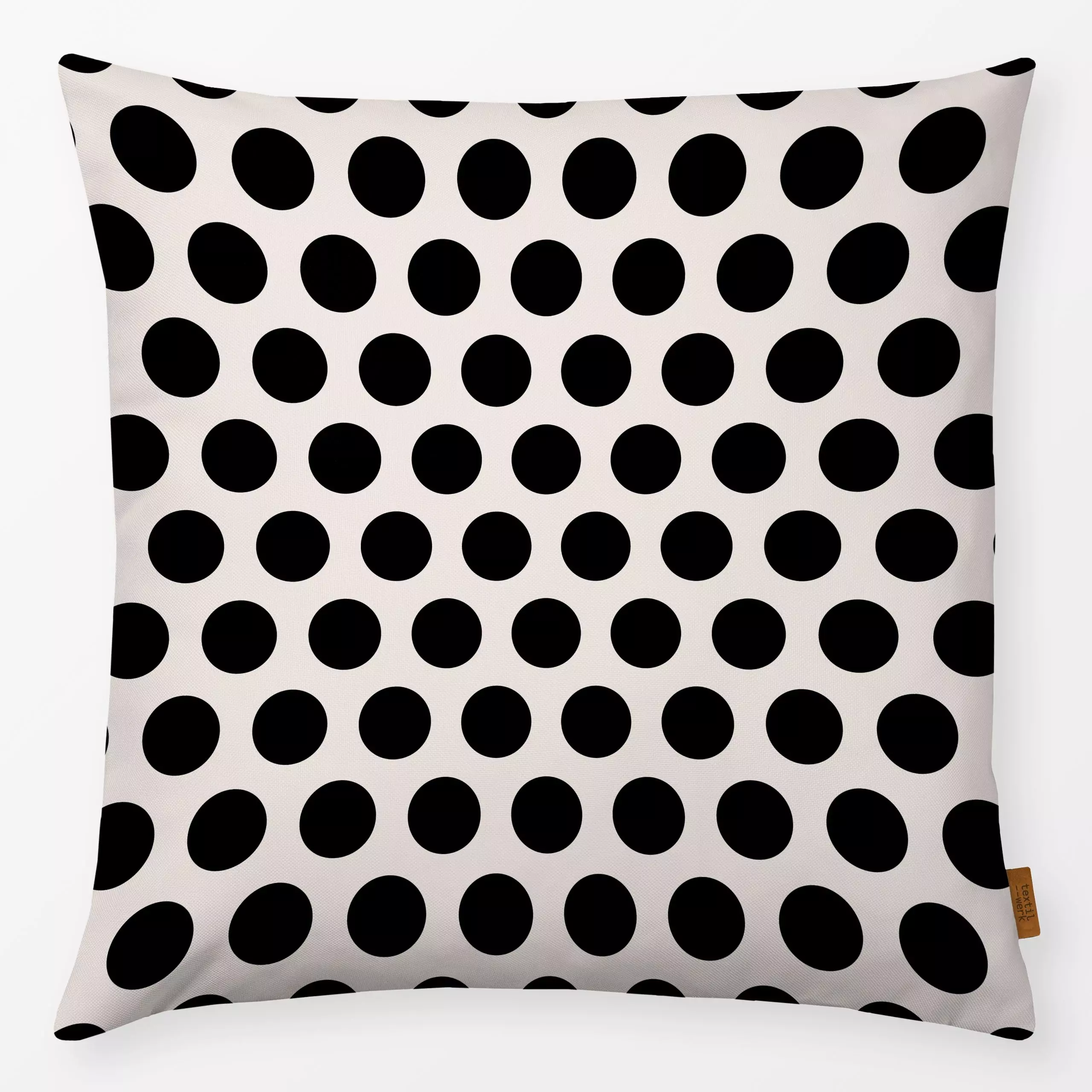 Kissen Polkadots | schwarz-offwhite - Symbole & Muster - von „moDeern Design Studio"; Punkte, gepunktet, Polkadots, offwhite...