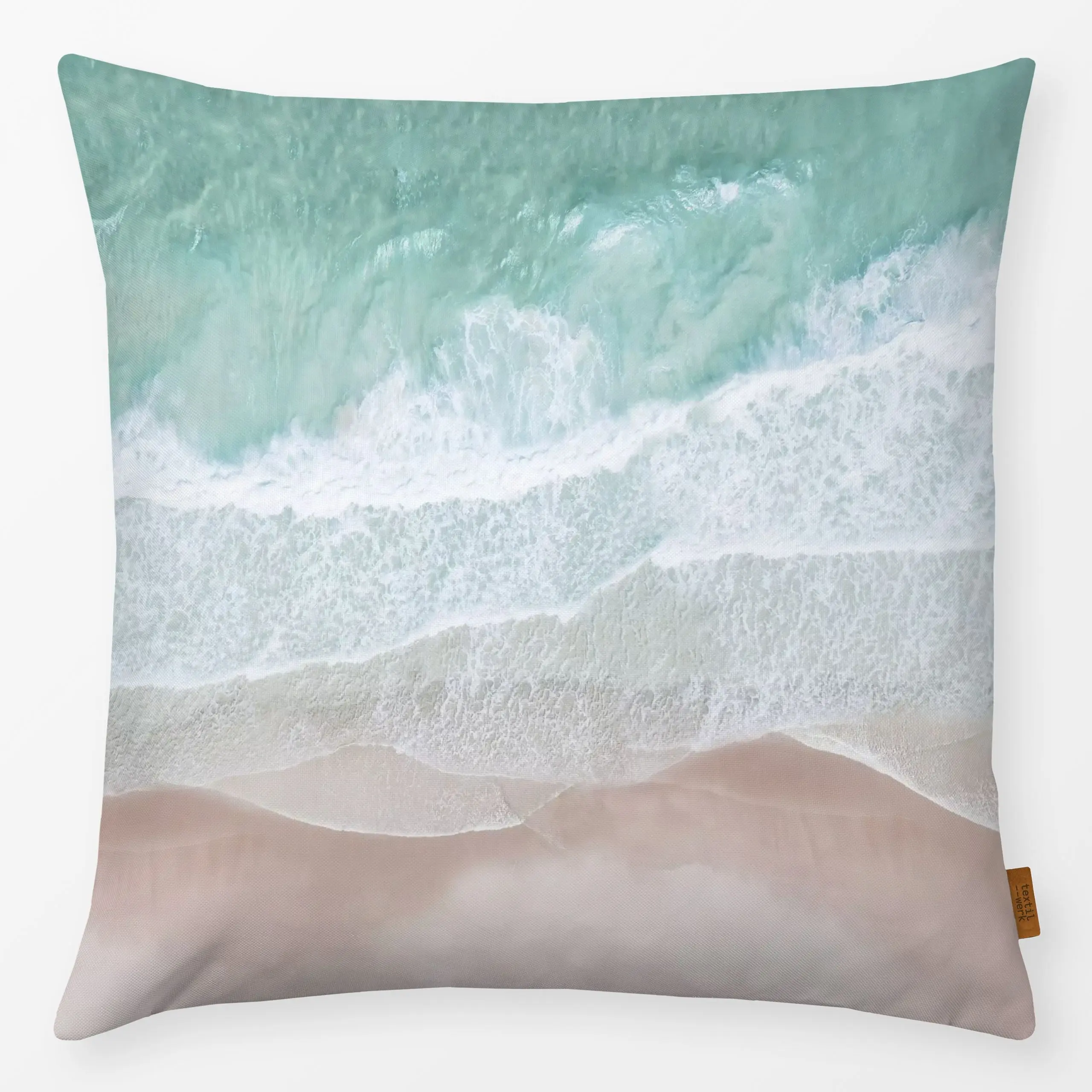 Kissen Aerial Ocean - Natur & Landschaft, Sommer - von „Sisi and Seb"; Wasser, Meer, Strand, tropisch, Sommer, Urlaub, welle...