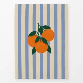Geschirrtücher Orangen auf Streifen blau