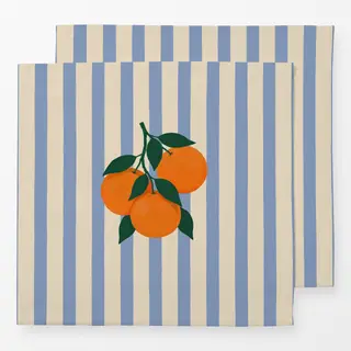 Servietten Orangen auf Streifen blau