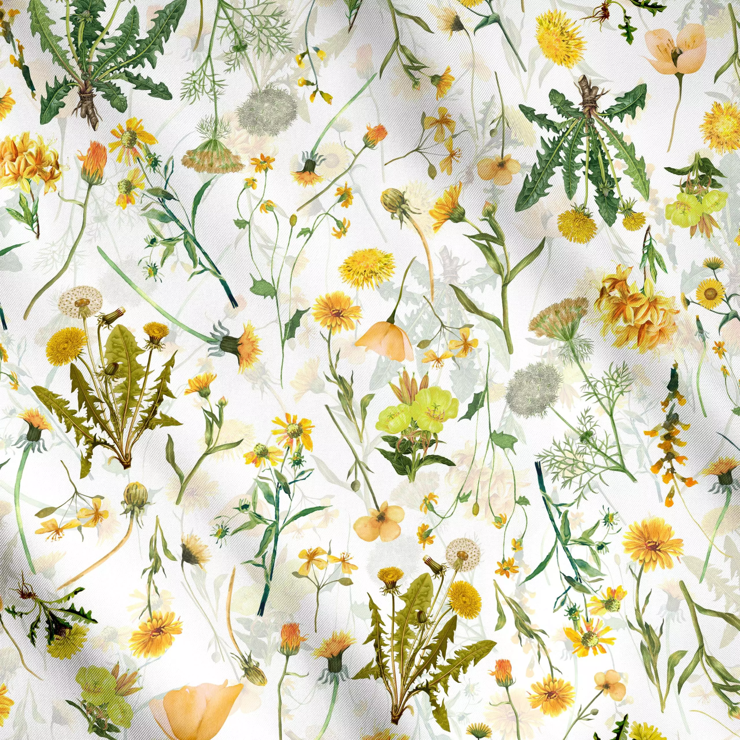 Meterware Gelbe Wildblumen Wiese, Blumen, Sommer, von Uta Naumann