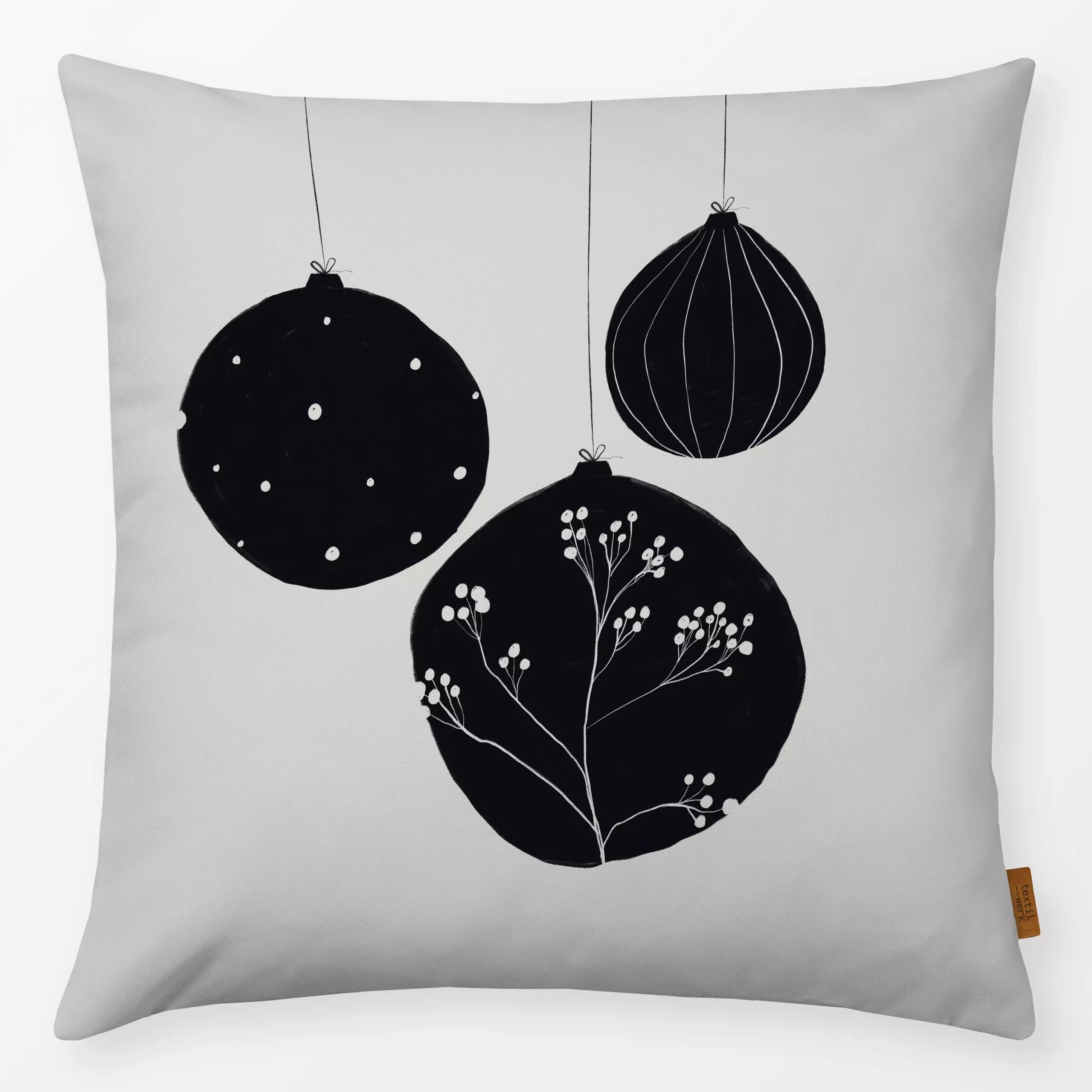 Kissen Christbaumkugeln GRAU - Weihnachten, Anlässe - von „Sophie Augustin Illustration"; Merry Christmas, Weihnachtsbaum, W...