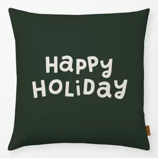 Kissen Happy Holiday dunkelgrün