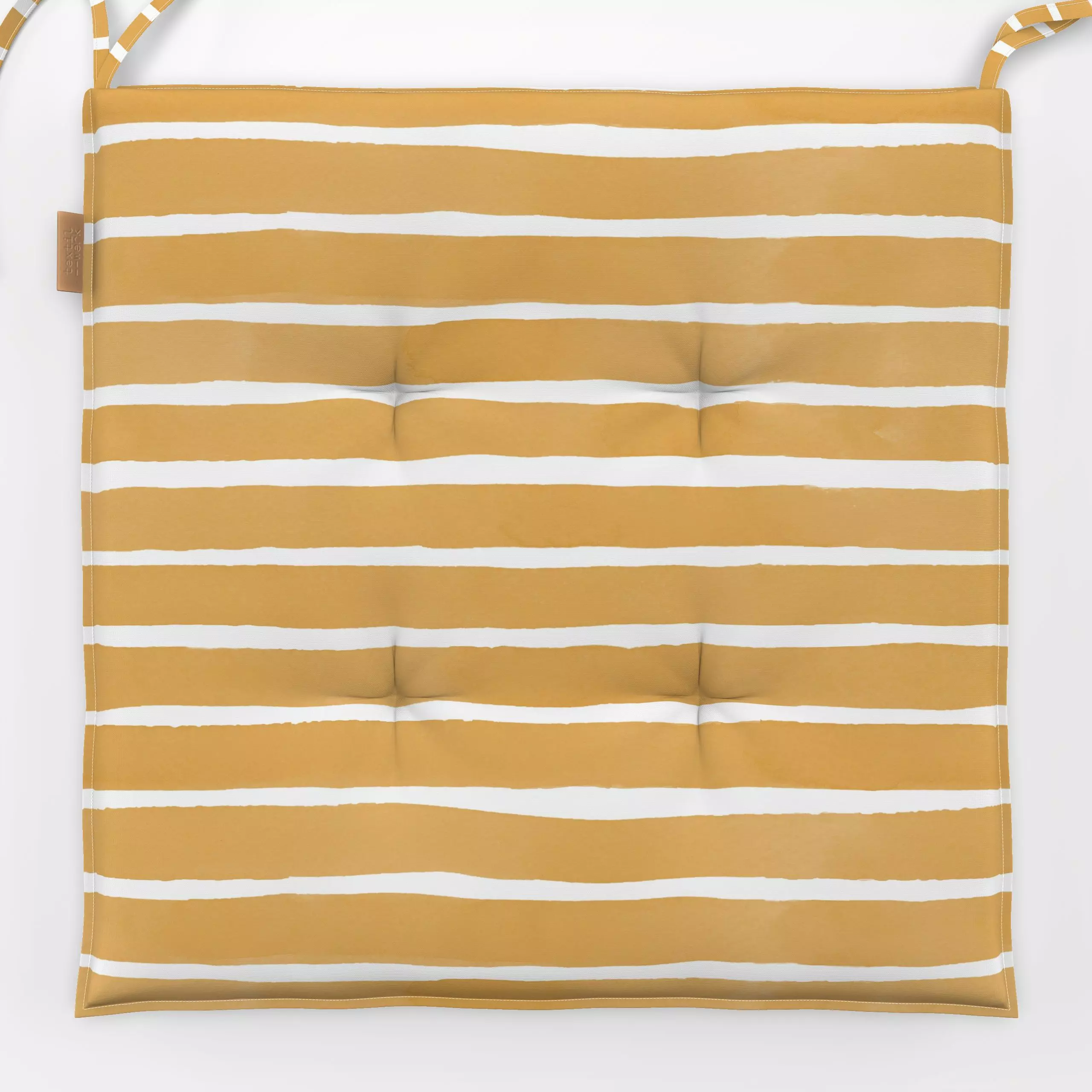 Sitzkissen Aquarell Streifen Honig Gelb - Sommer, Symbole & Muster - von „Mareen Heinz"; Aquarell, abstrakt, Pinselstrich, S...