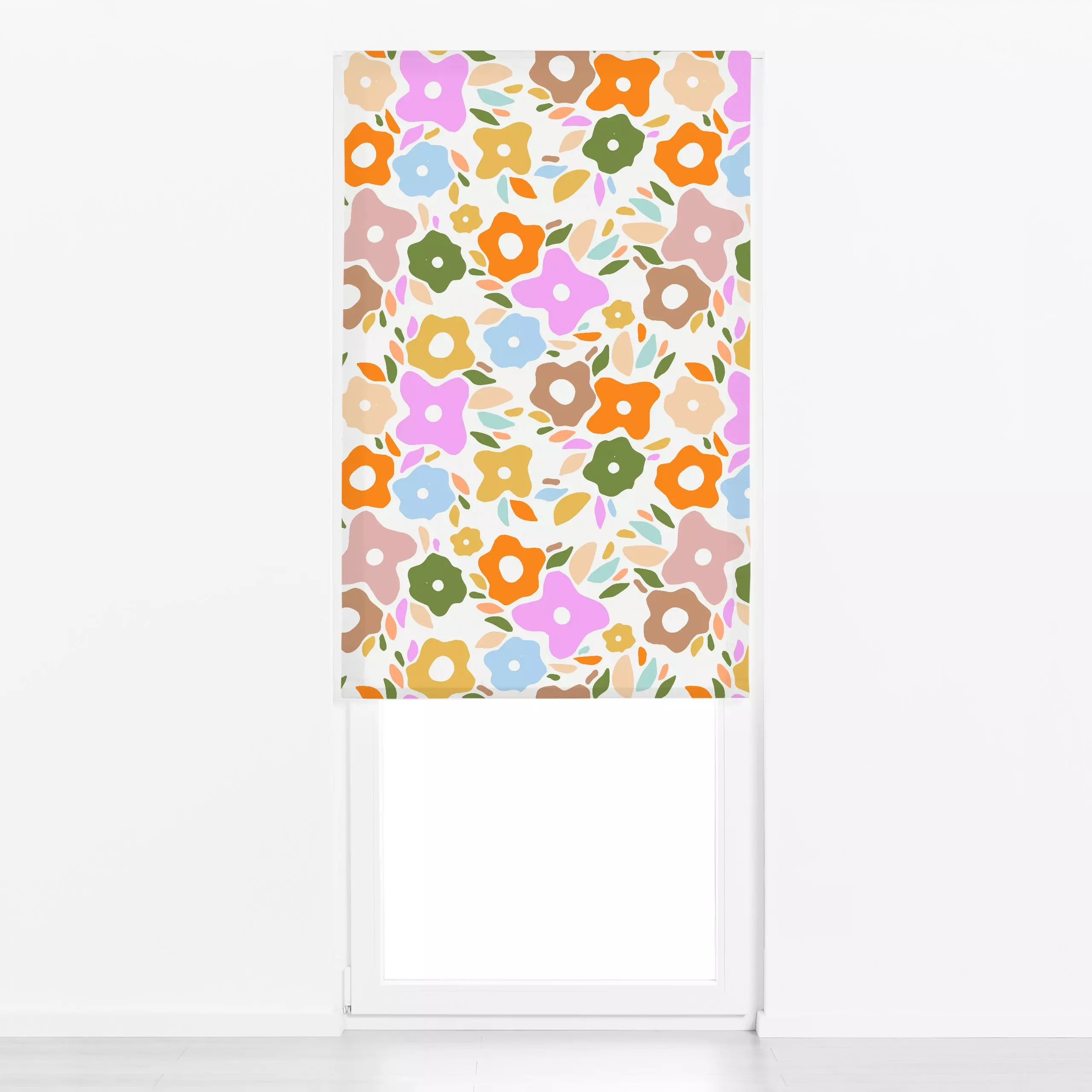 Raffrollo Liebe Herbstblumen - Blumen & Florales, Herbst - von „Patries Elisabeth"; Orange, floral, Liebe, pink, Herbst, hel...