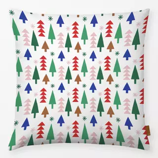 Kissen Colorful Christmas Trees White