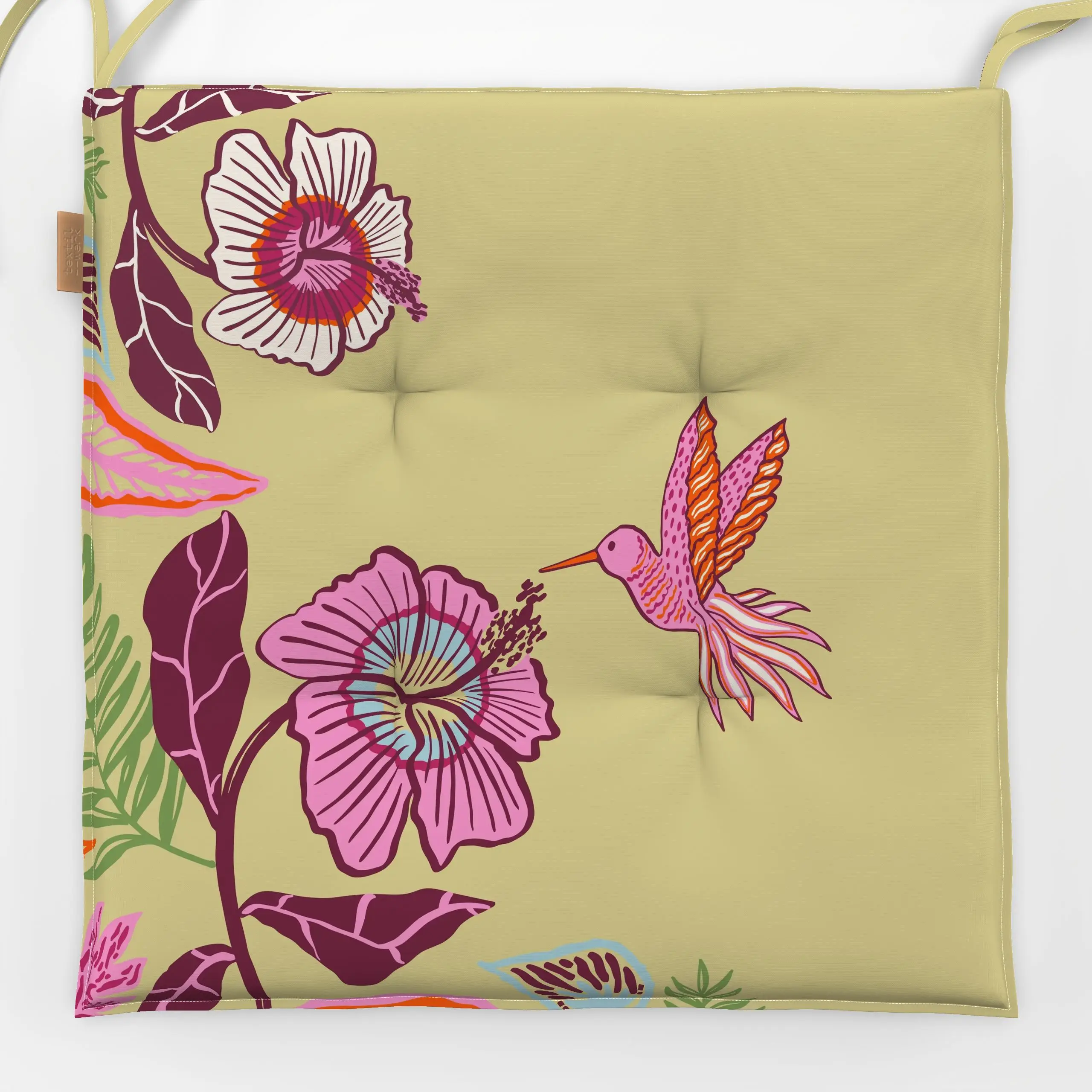 Sitzkissen Paradise Bird green - Blumen & Florales, Sommer, Pflanzen & Botanik - von „Patries Elisabeth"; Blüten, tropisch, ...