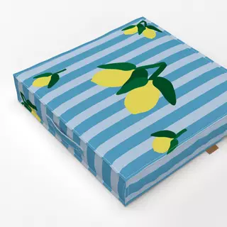 Bodenkissen Zitronen auf Blauenstreifen