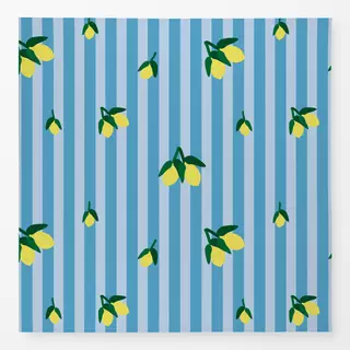 Tischdecke Zitronen auf Blauenstreifen