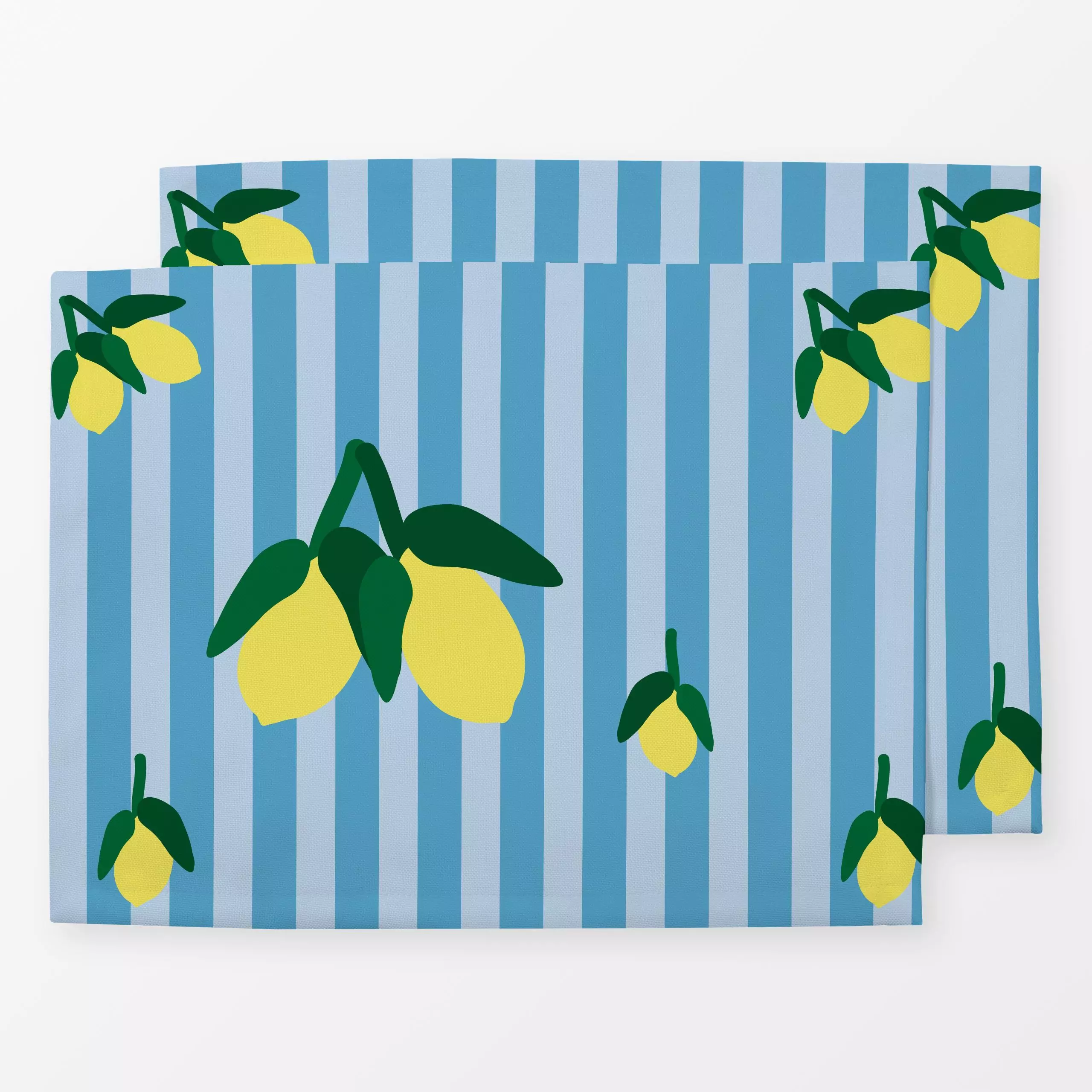 Tischset Zitronen auf Blauenstreifen - Sommer - von „Alisa Knöß"; Zitronen, outdoor, Italien, gestreift, Balkon, capri, Amal...