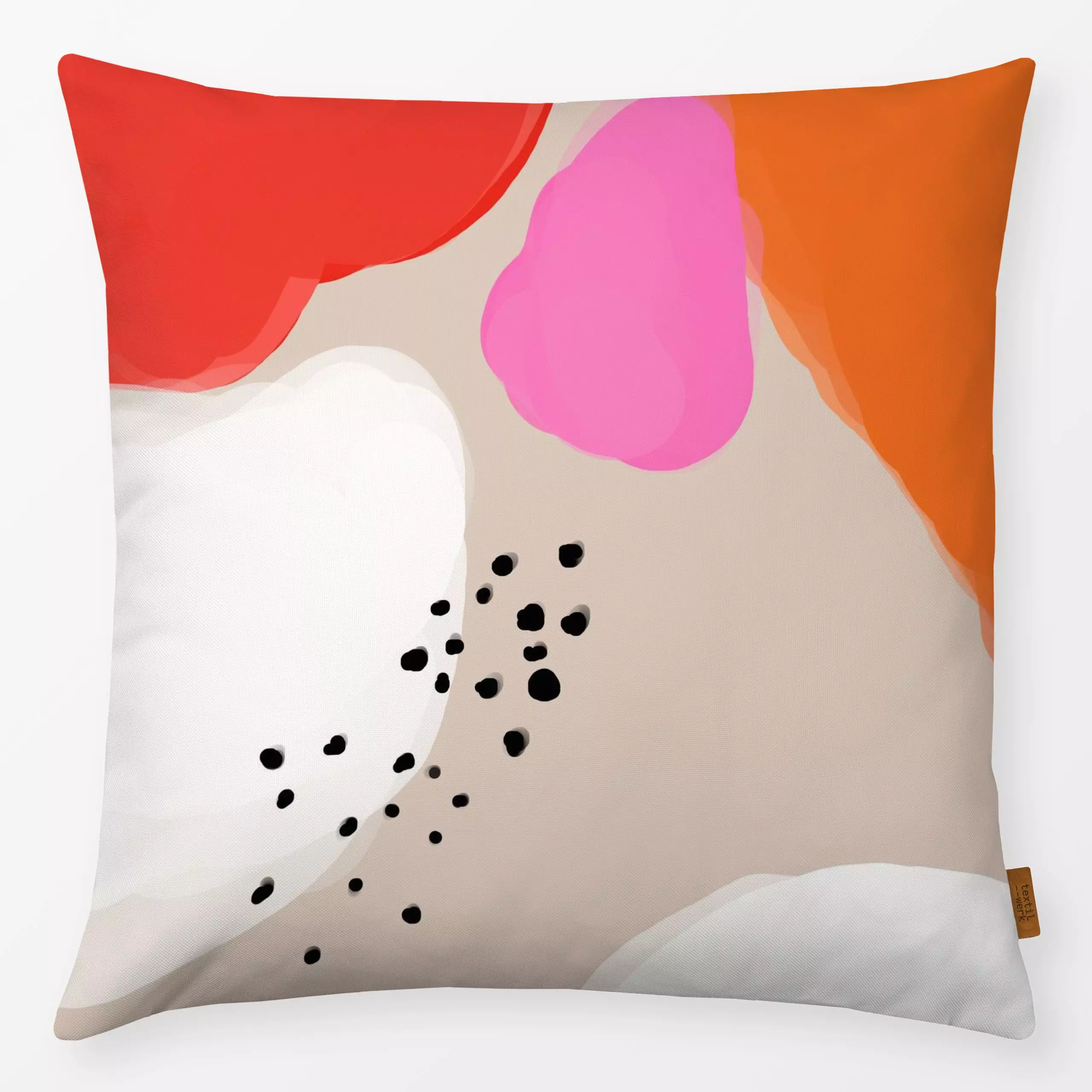 Kissen Dots pink red - Symbole & Muster - von „Ute Arnold"; Orange, beige, formen, bunt