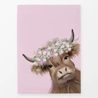 Geschirrtücher Freche Kuh Blumen Kranz Rosa