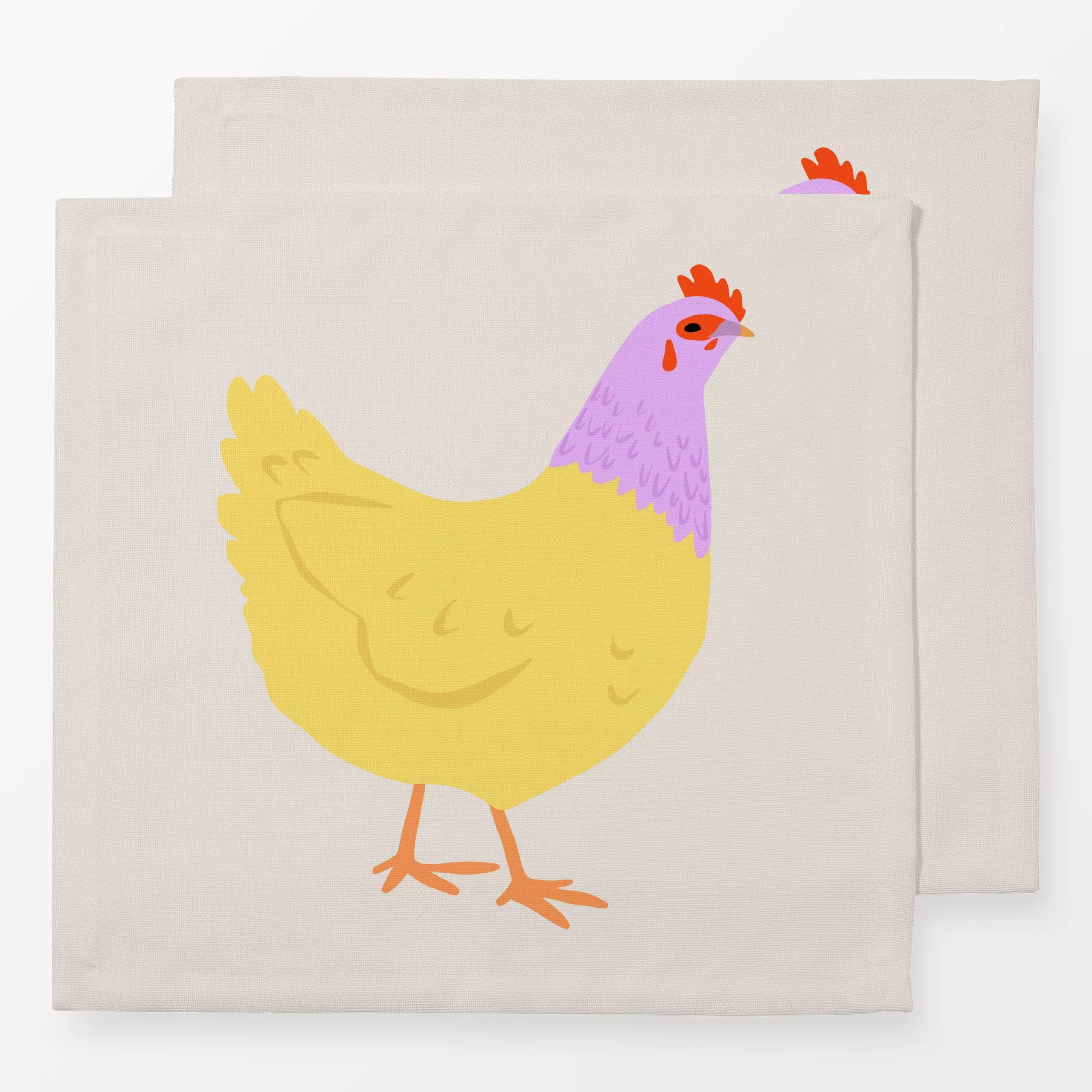 Servietten Huhn gelb pink - Frühling, Tiere, Anlässe, Ostern - von „Studio Kesse"