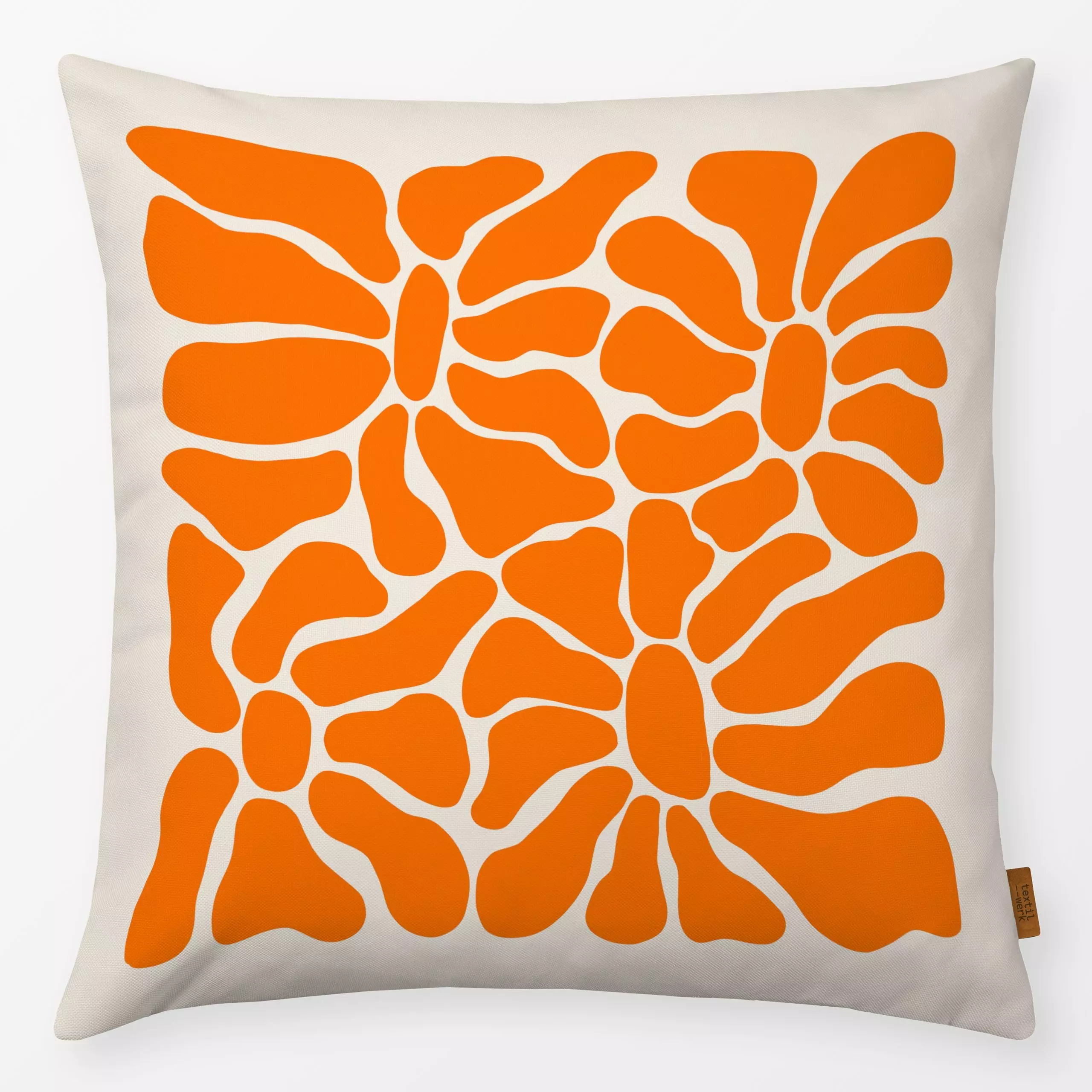 Kissen Bloom 2 Orange Beige - Symbole & Muster - von „textilwerk"; Blumen, Blüten, Geburtstag, grafisch, floral, flower, sim...