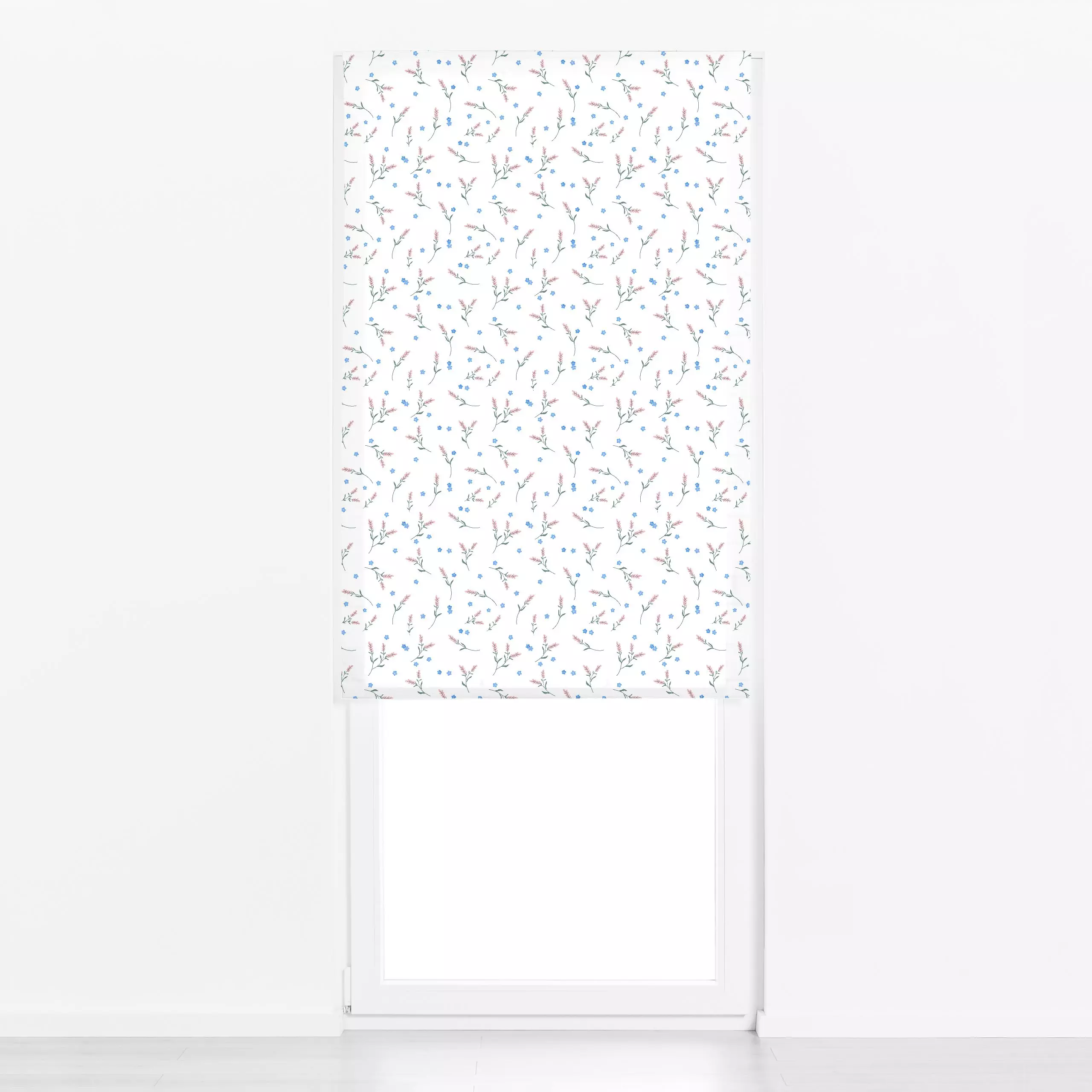 Raffrollo Zarte Blüten Muster Weiß - Blumen & Florales, Pflanzen & Botanik, Anlässe, Ostern - von „Heyduda"; Muster, Zweige,...