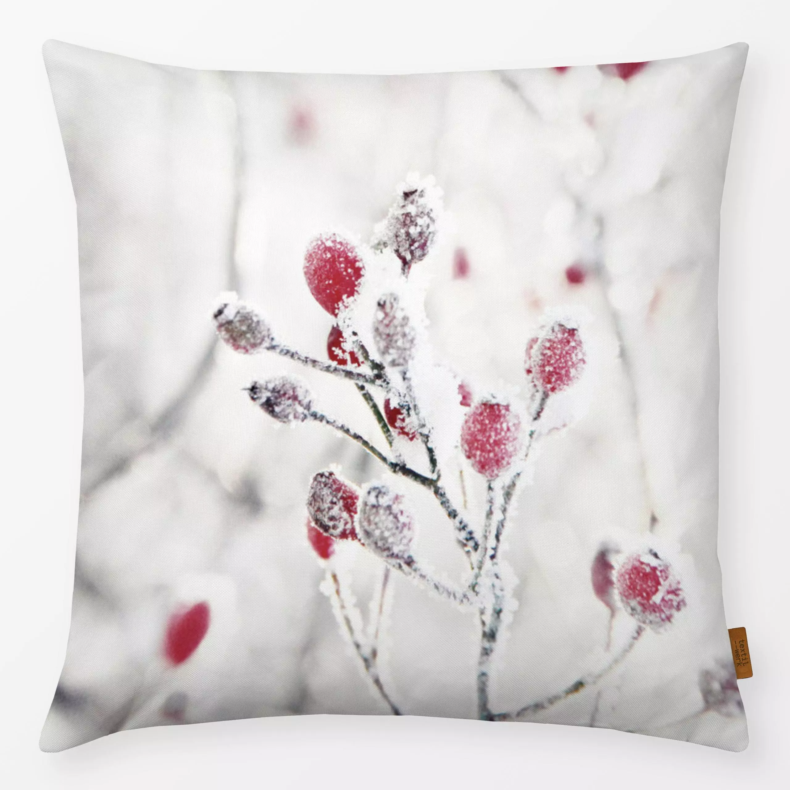 Kissen Hagebutten Winter - Winter, Pflanzen & Botanik, Anlässe - von „Monika Strigel"; Rosen, Beeren, Schneeglöckchen, Winte...