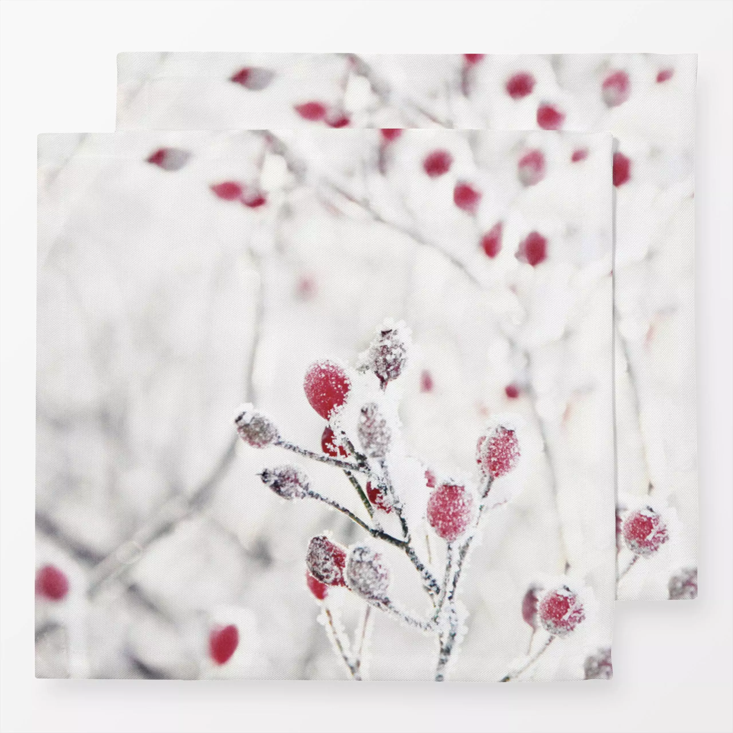 Servietten Hagebutten Winter - Winter, Pflanzen & Botanik, Anlässe - von „Monika Strigel“; Rosen, Beeren, Schneeglöckchen, W...