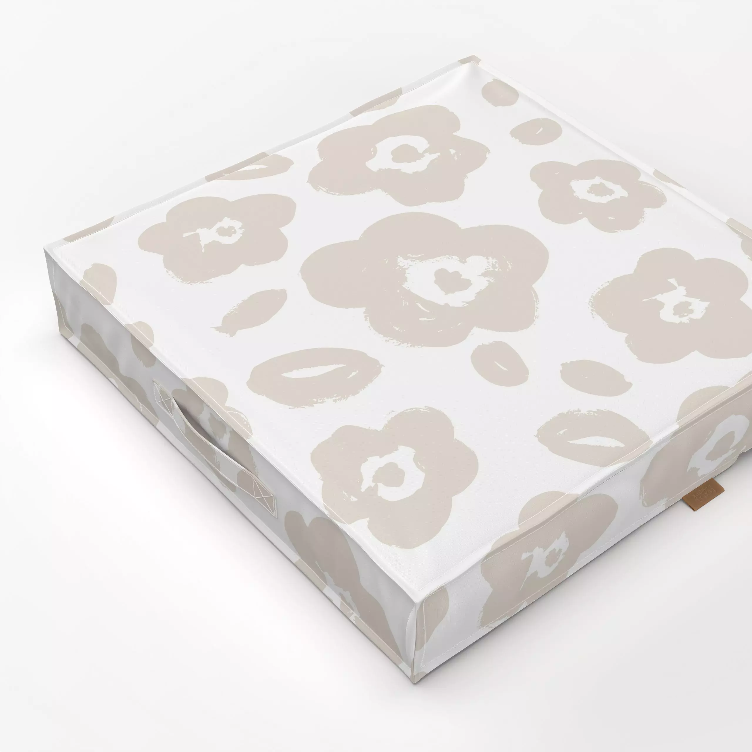 Bodenkissen BASIC PATTERN NO20 - Blumen & Florales, Symbole & Muster - von „Kruth Design"; Muster, Blumen, beige, Weiss, sch...