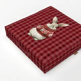 Bodenkissen Weihnachts Hase mit Pulli Rot