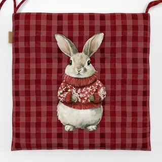 Sitzkissen Weihnachts Hase mit Pulli Rot