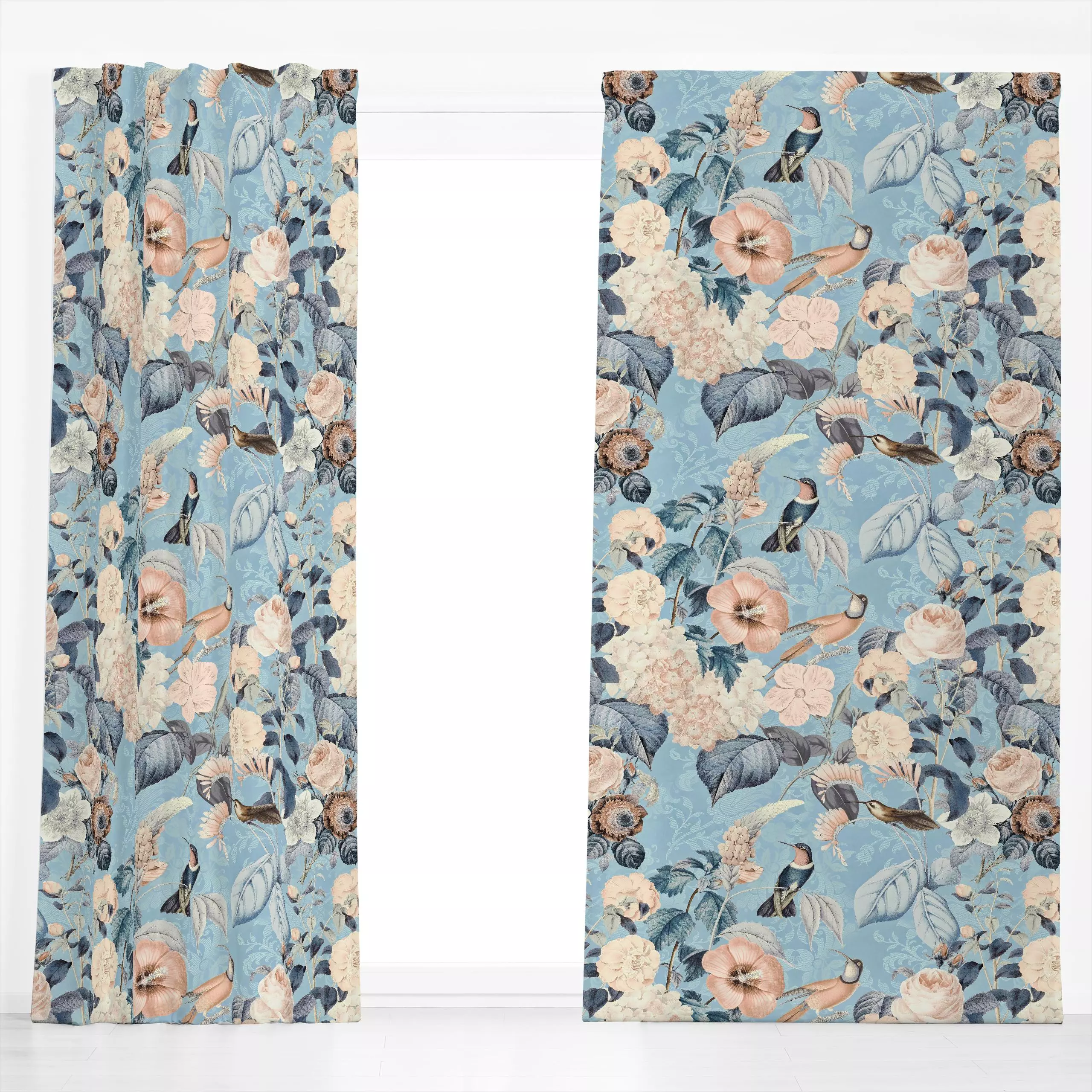 Dekovorhang Im Kolibri-Paradies - Blumen & Florales, Sommer, Tiere - von „Andrea Haase"; Natur, Rosen, Garten, Vogel, exotis...