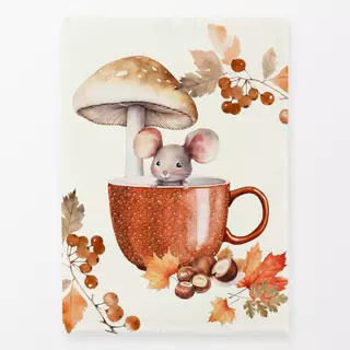 Geschirrtuch Cottage Herbst Maus in Tasse