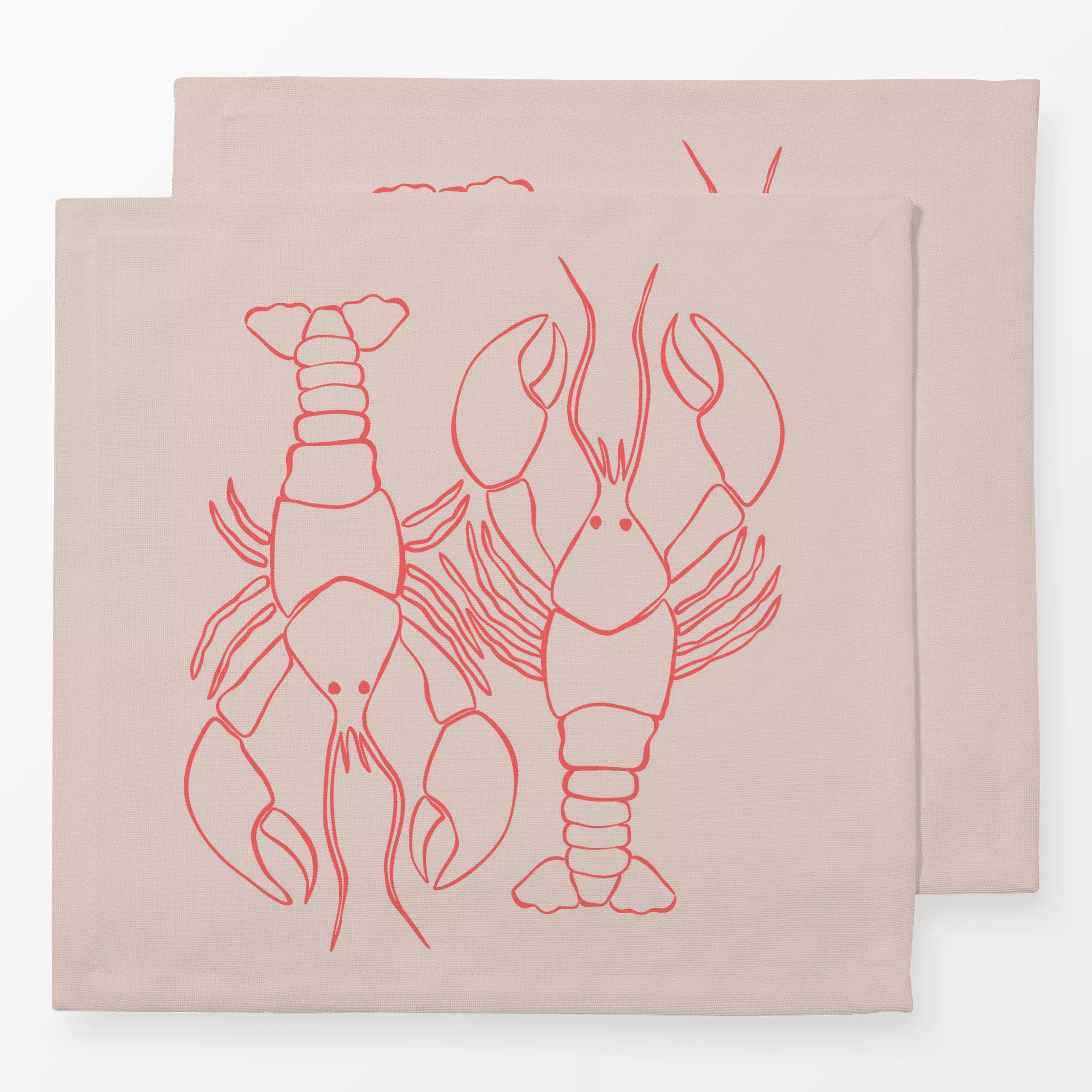 Servietten Hummer Beige Rot - Natur & Landschaft, Tiere - von „Studio Kesse“; Meer, Strand, Meerestiere, Unterwasserwelt, So...