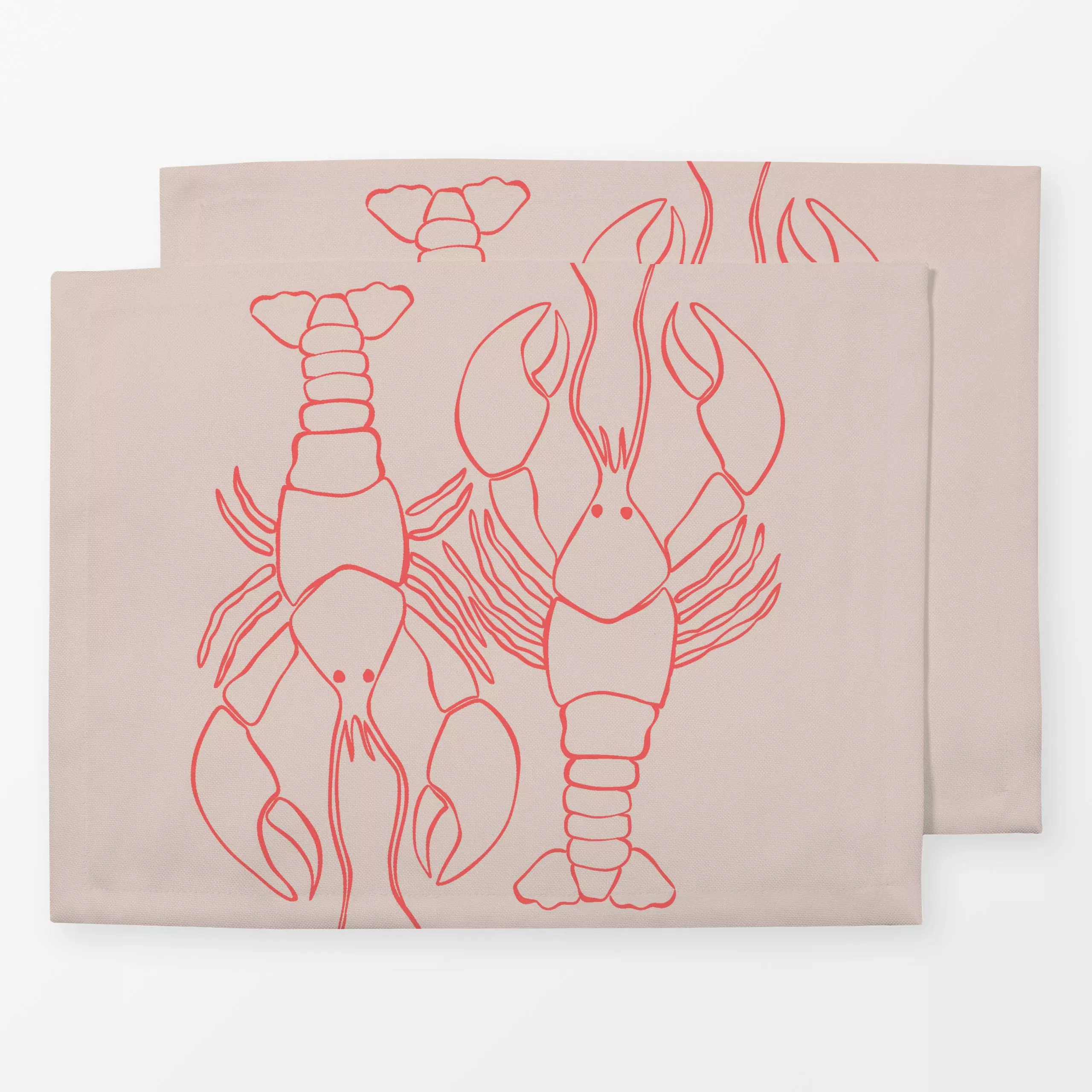 Tischset Hummer Beige Rot - Natur & Landschaft, Tiere - von „Studio Kesse"; Meer, Strand, Meerestiere, Unterwasserwelt, Somm...