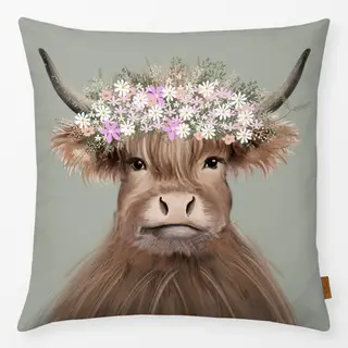 Kissen Kuh Zottel Berg Liebe Grün