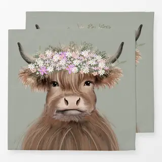 Servietten Kuh Zottel Berg Liebe Grün