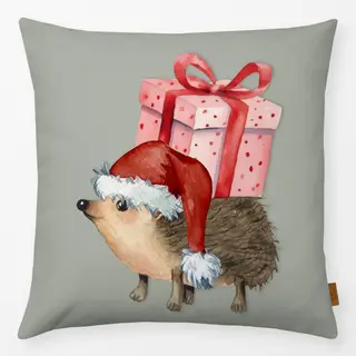 Kissen Weihnachten Igel mit Geschenk
