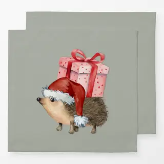 Servietten Weihnachten Igel mit Geschenk