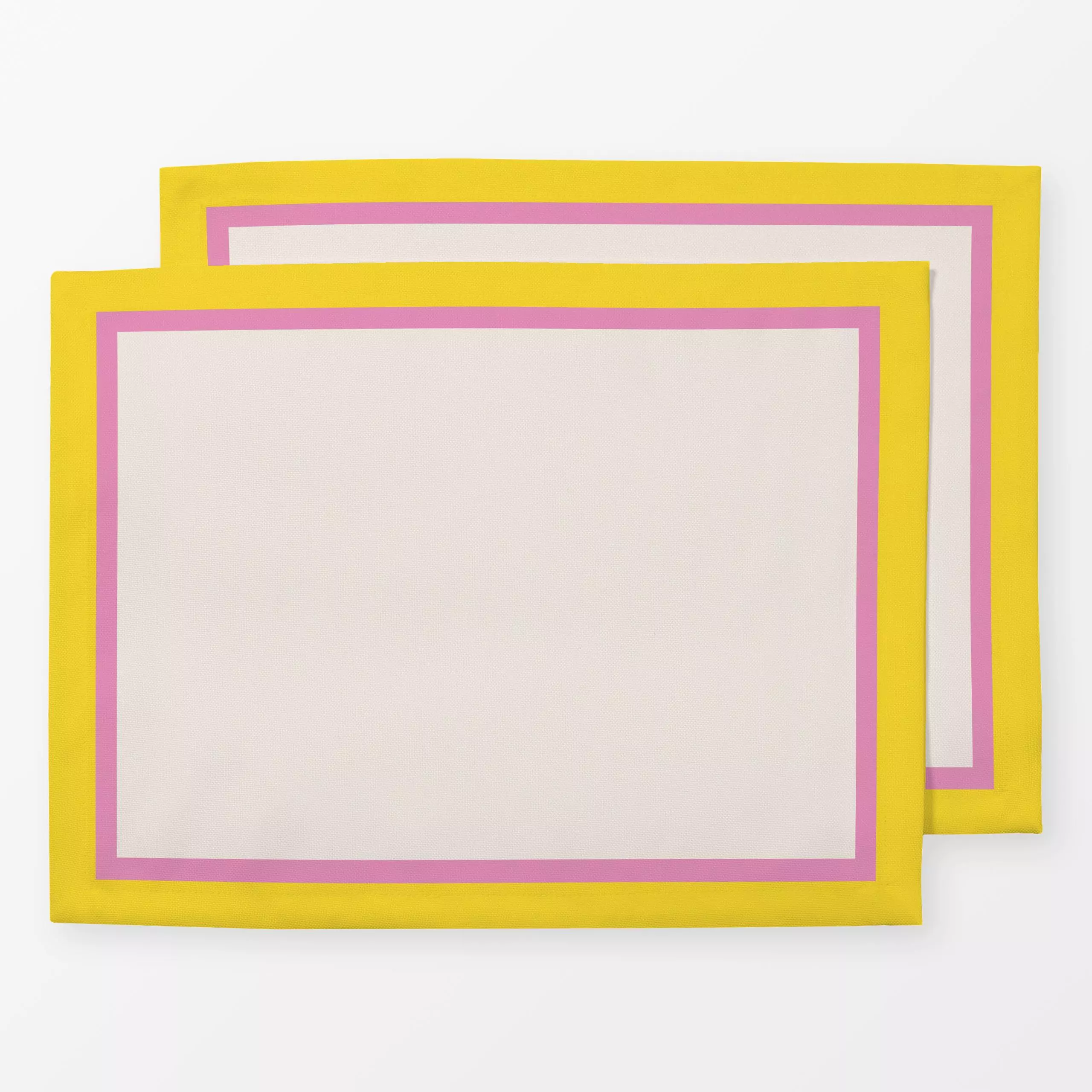 Tischset Rahmen Gelb Pink, gemustert, von Sophie Augustin Illustration