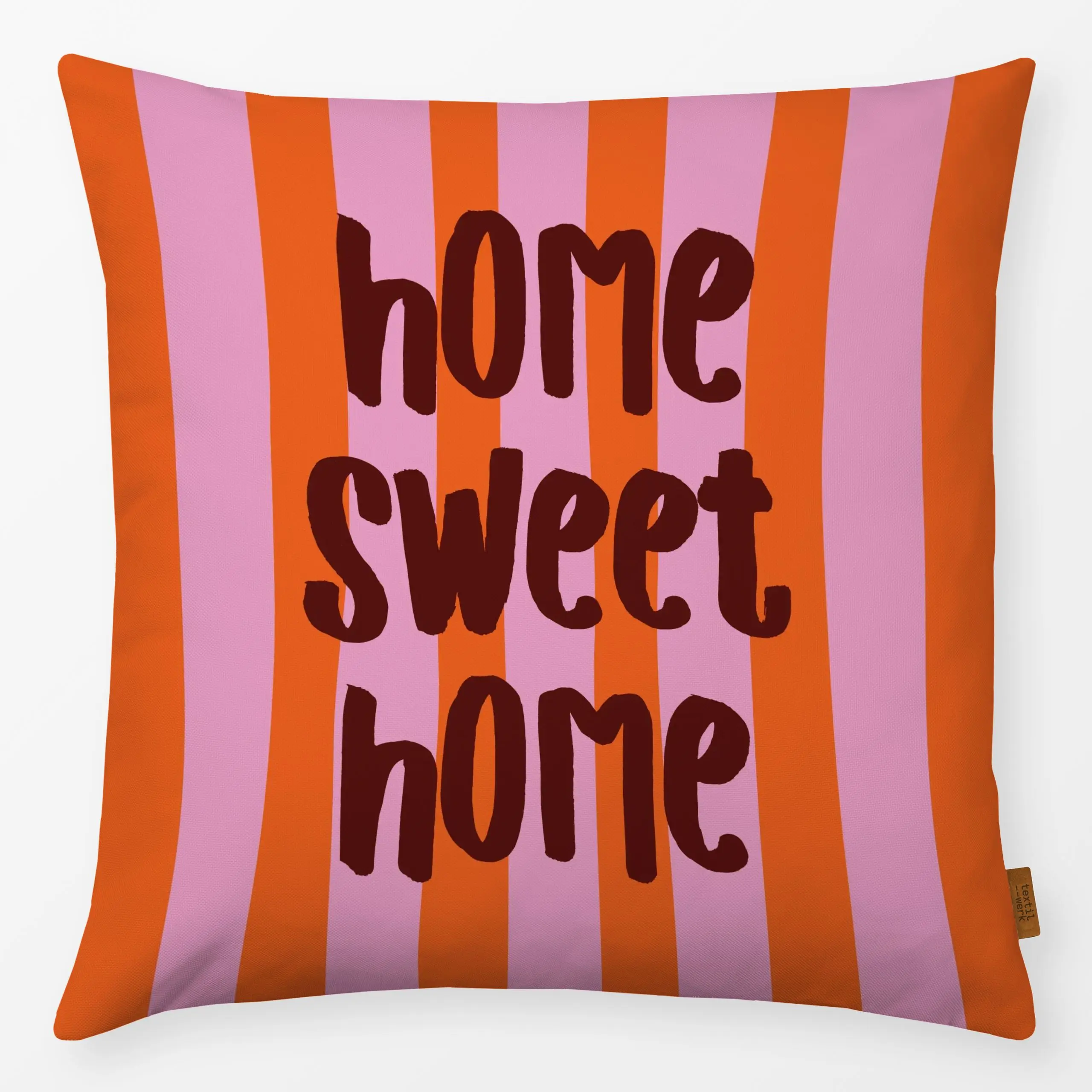Kissen home sweet home pink orange - Sprüche & Schriftzüge, Symbole & Muster - von „moDeern Design Studio"; Streifen, Home, ...