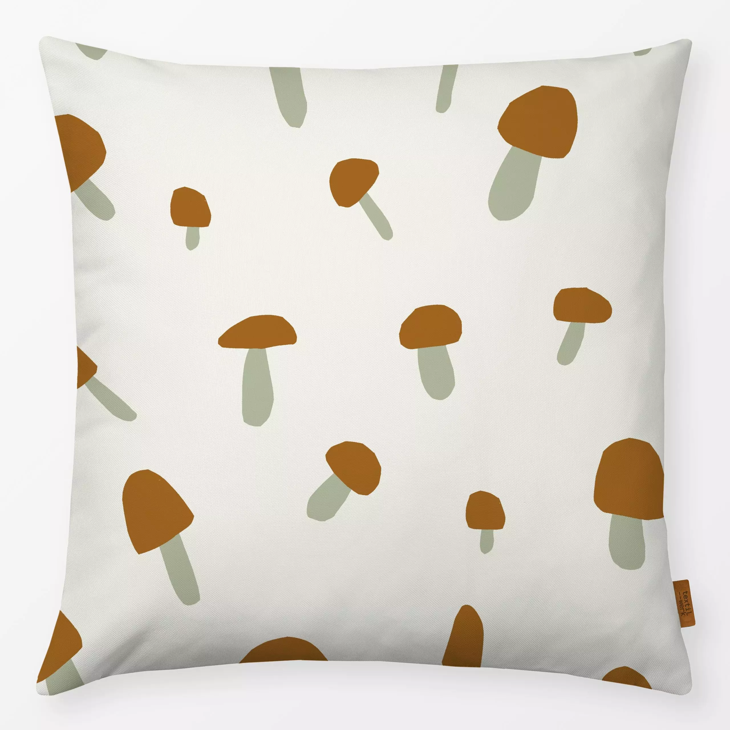 Kissen Pilze hell - Herbst, Gemüse - von „Julia Schumacher"; Wald, Salbei, Scherenschnitt, ocker, pilze, juliaschumacher, pi...