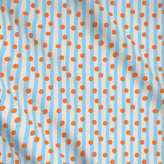 Meterware Streifen Punkte blau orange