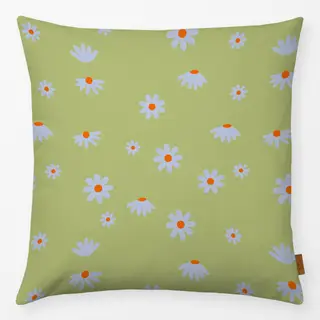Kissen Gänseblümchen Grün Blau