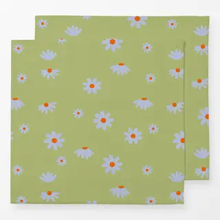 Servietten Gänseblümchen Grün Blau