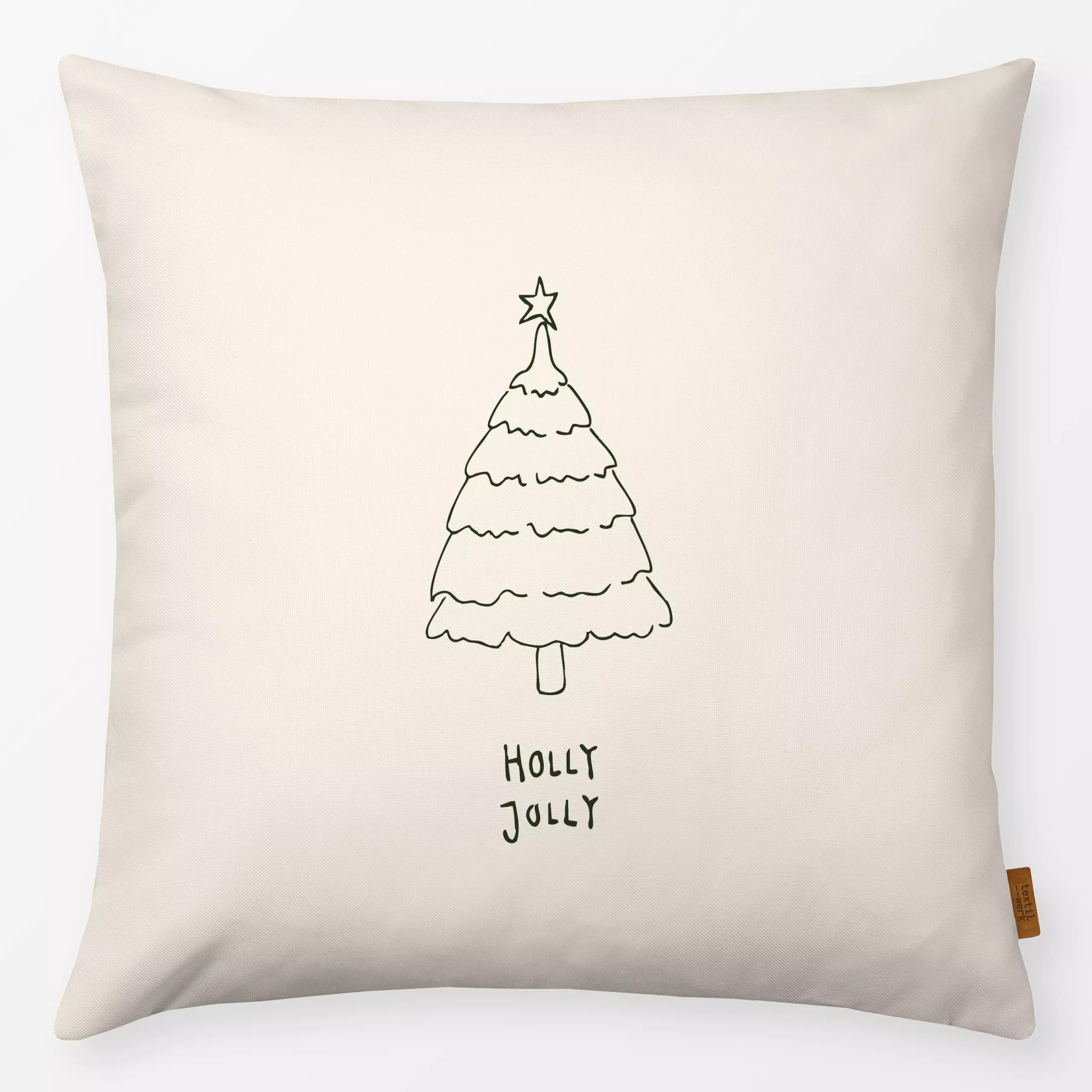 Kissen Holly Jolly Christmastree - Blumen & Florales, Weihnachten, Winter - von „Fjord Studio"; minimal, Tanne, Merry Christ...