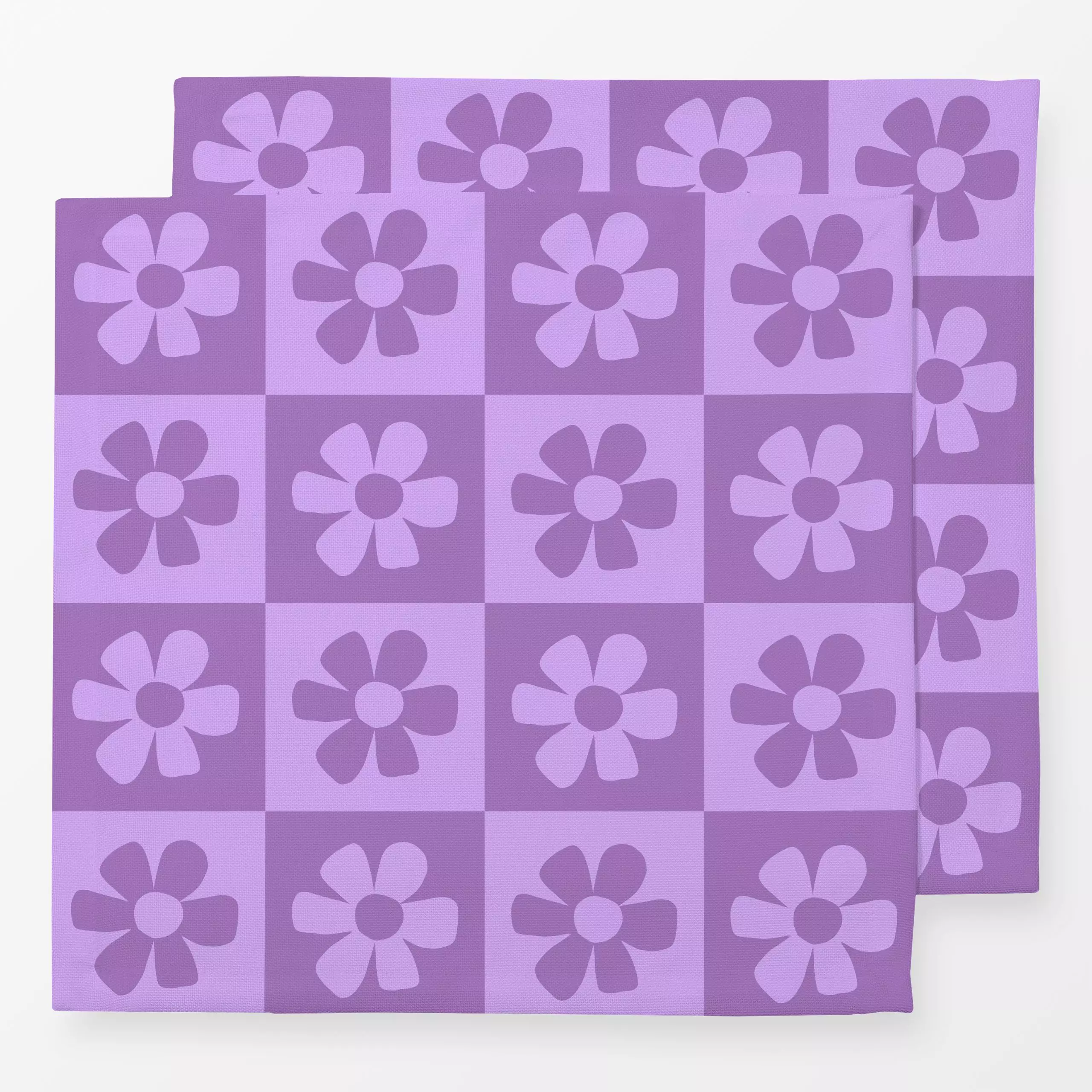 Servietten Schachbrett Blumen Lila - Blumen & Florales, Symbole & Muster - von „Lisa Jasmin Bauer"; Blumen, Sommerblumen, Wi...