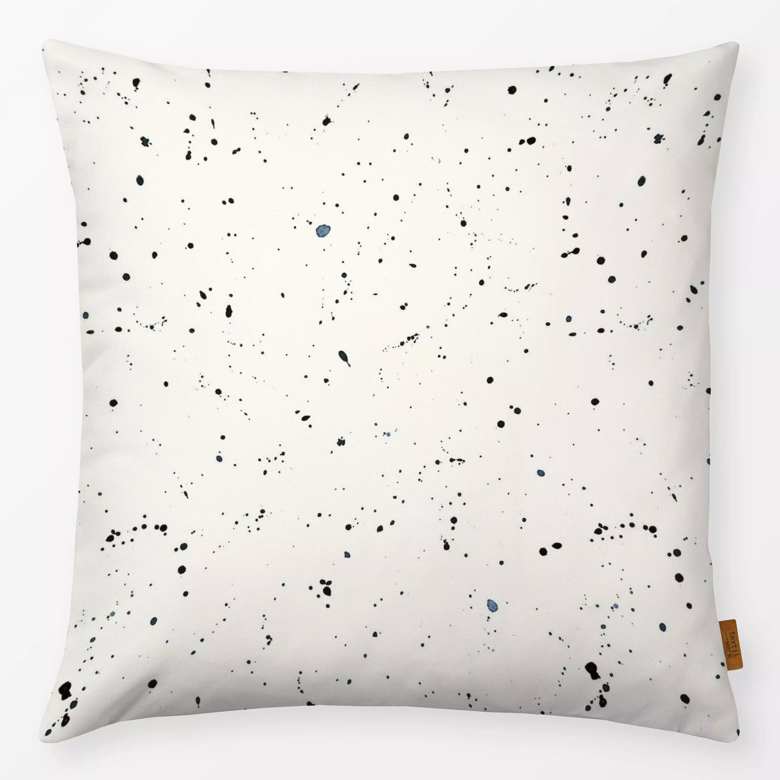 Kissen Indigo Splash - Symbole & Muster - von „Studio Salz"; Wasserfarben, Pinsel, Kinderzimmer, grafisch, minimalistisch, z...