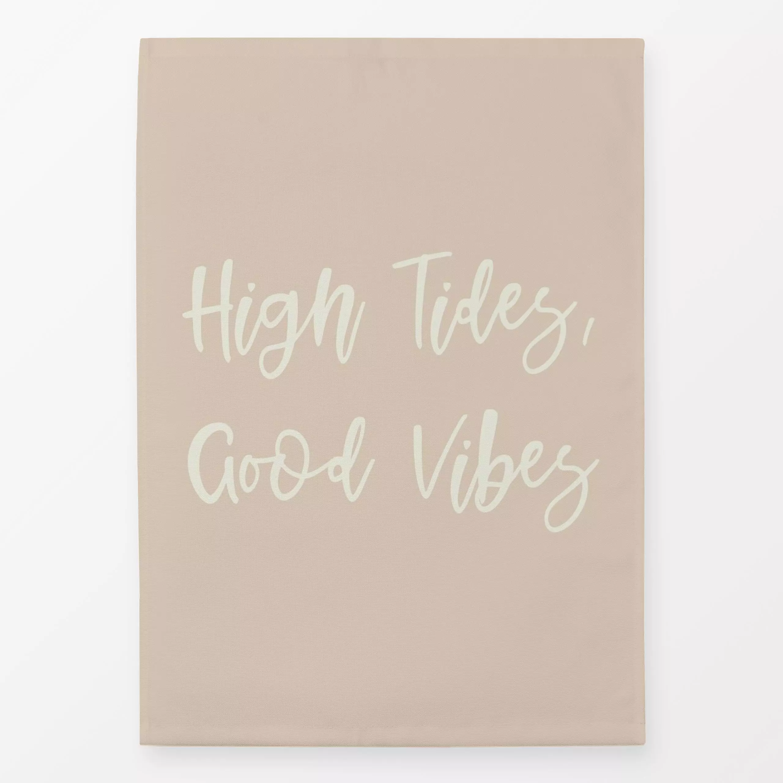 Geschirrtücher High Tide Good Vibes beige - Sommer, Sprüche & Schriftzüge - von „DEINKI"; Meer, Strand, Cozy, Zitate und Slo...