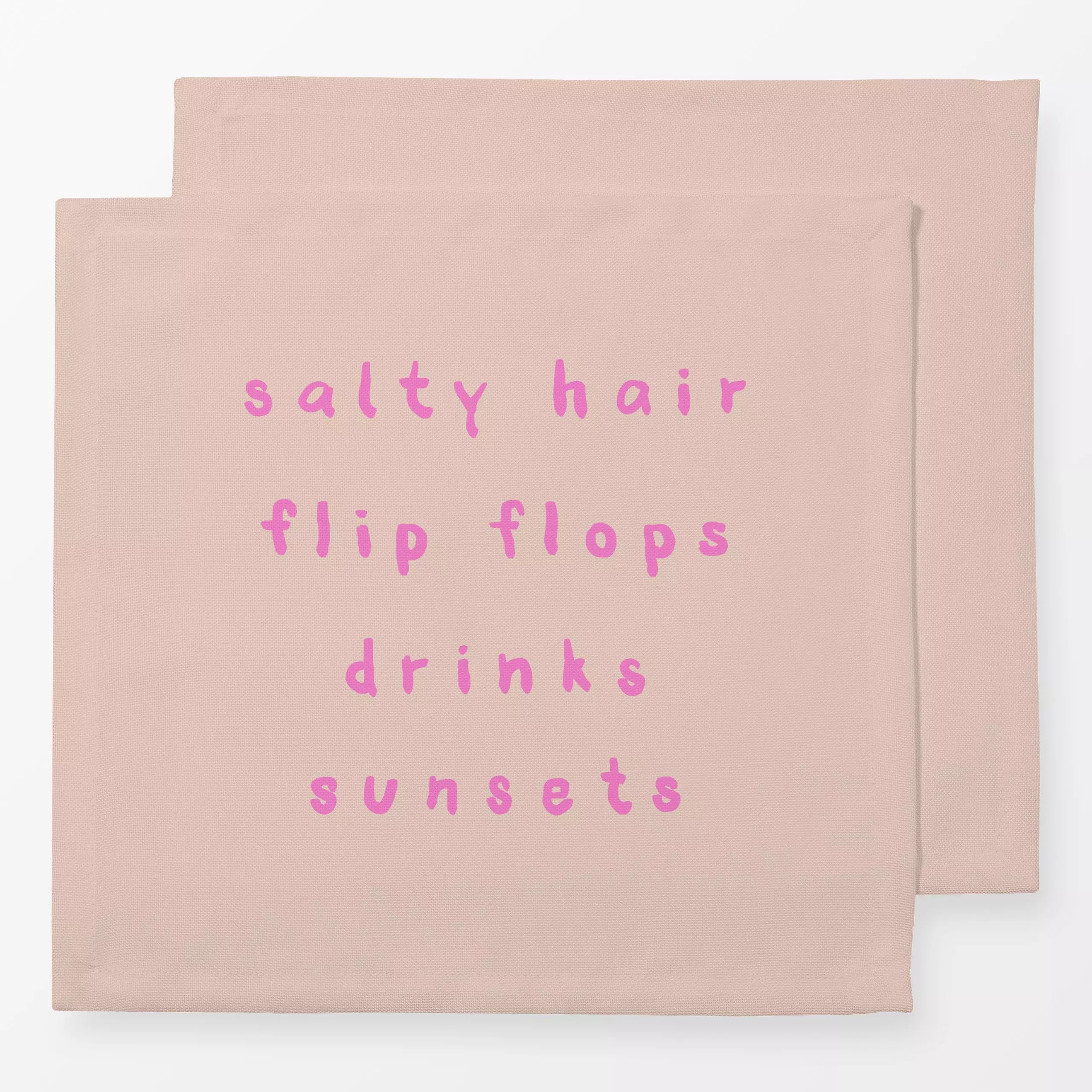 Servietten Summer Vibes Pink Auf Beige - Sommer, Sprüche & Schriftzüge - von „Alisa Knöß"; Spruchkissen, Gartendeko, sunset,...