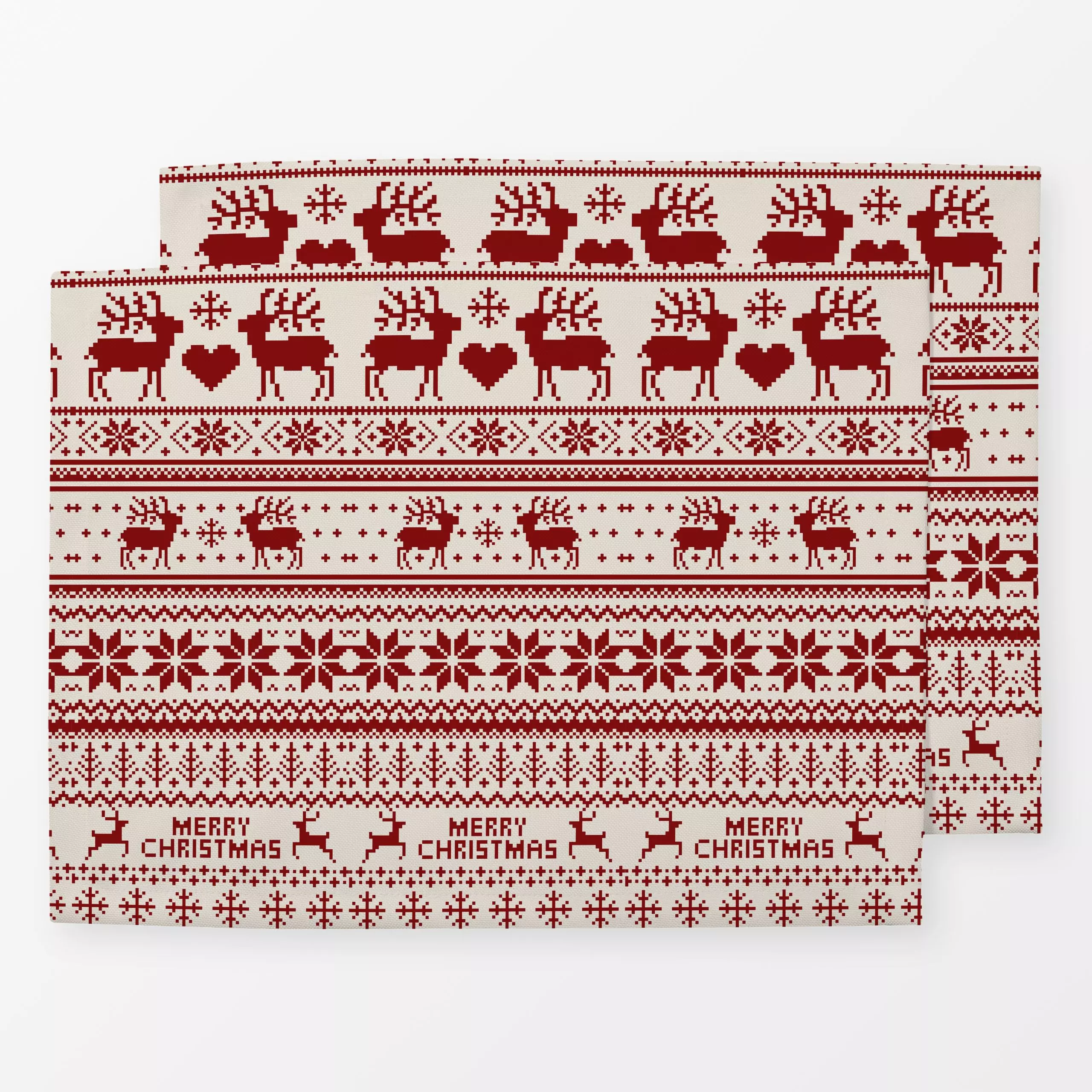Tischset Merry Christmas rot sand - Weihnachten, Winter, Symbole & Muster - von „Uta Naumann"; boho, Muster, skandinavisch, ...