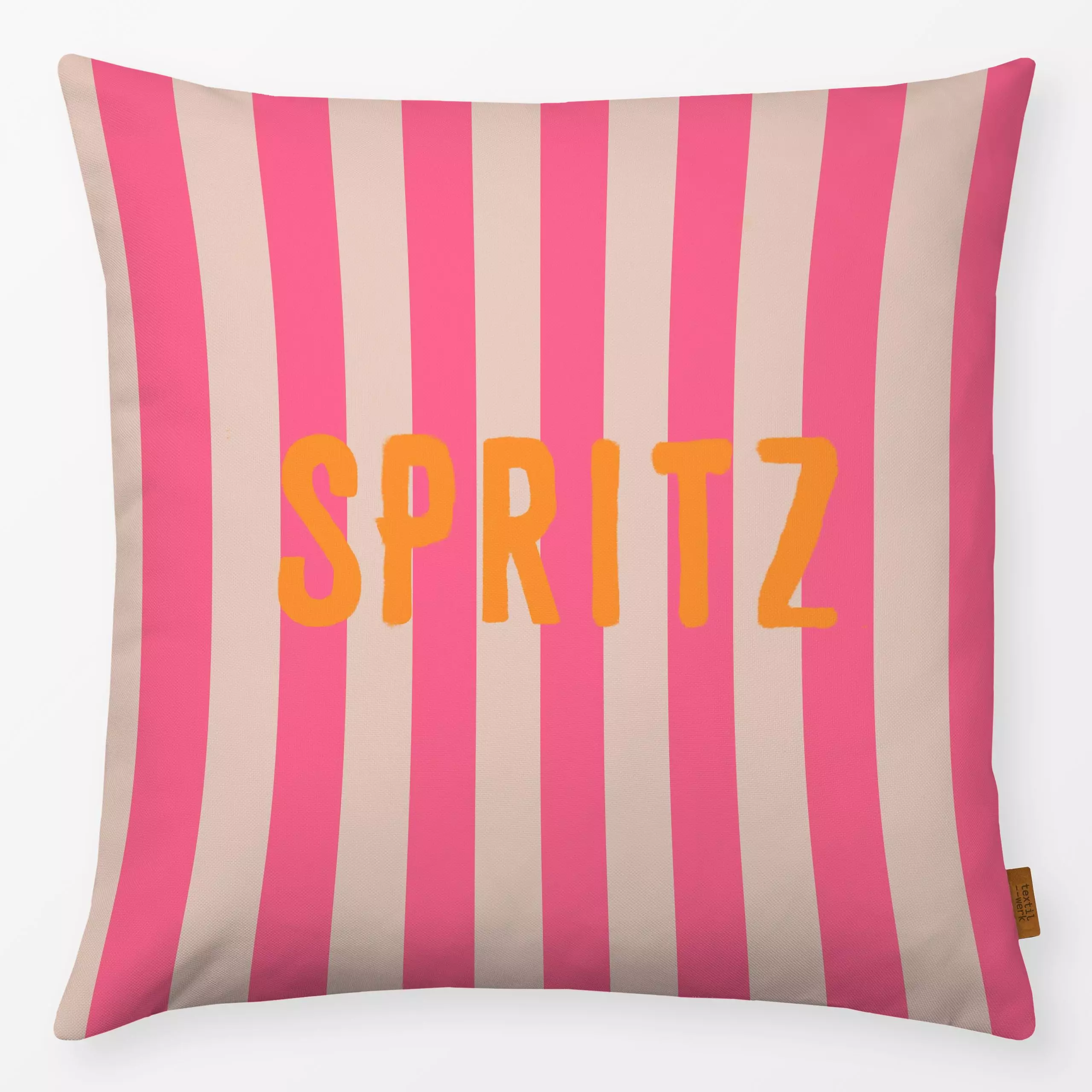 Kissen Spritz Rot Auf Pink Streifen - Sommer, Sprüche & Schriftzüge, Symbole & Muster - von „Alisa Knöß"; Spruchkissen, outd...